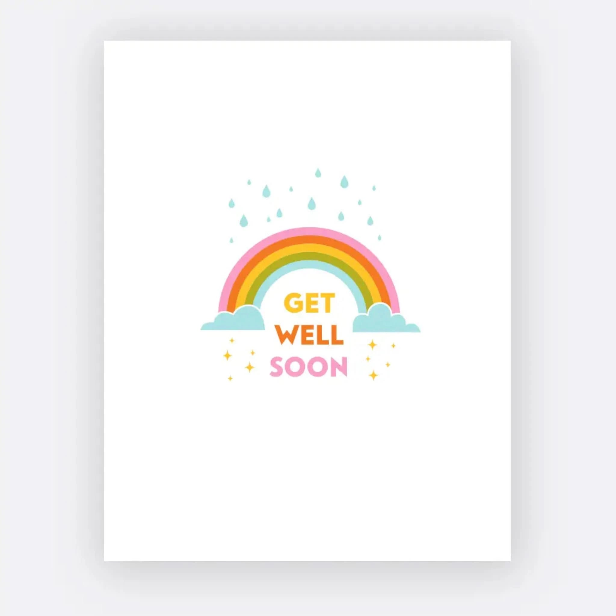 Get Well Soon Rainbow Card - Thoughtful Handmade Greeting Card for Recovery & Cheer - Perfect for Hospital, Home, or Office Use