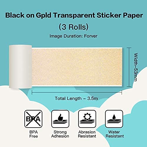 Phomemo M02S Portable Bluetooth Thermal Printer - Wireless Mini Photo Printer for iOS & Android with 3 Rolls Gold Sticker Paper | Perfect for Planning, Journaling, Study Notes, Art Projects, Office Work & Gift Giving