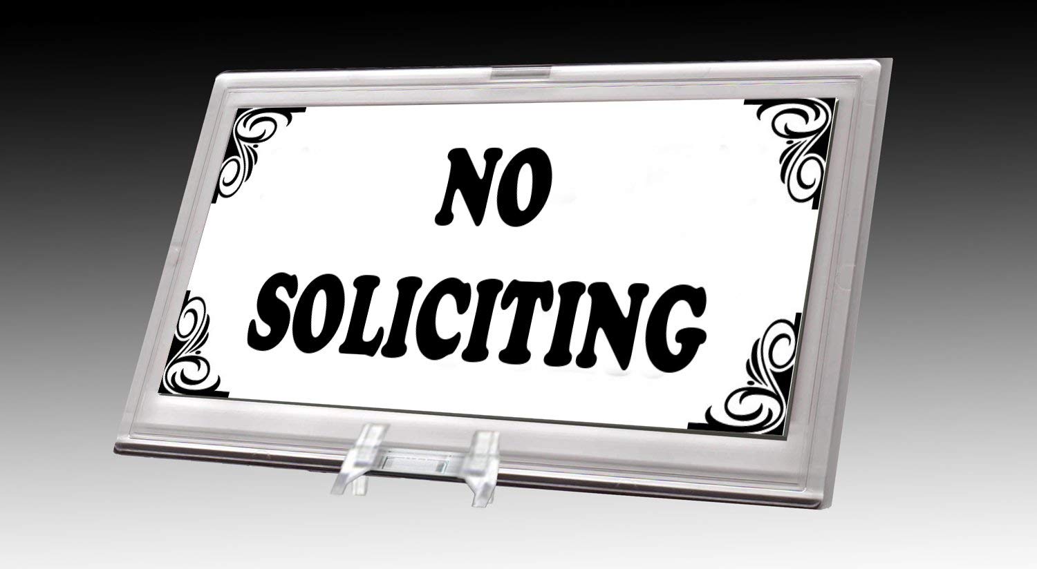 No Soliciting Sign - Acrylic Desk & Shelf Decor - Elegant Office Accessory Gift for Professionals, Reception Areas & Home Offices