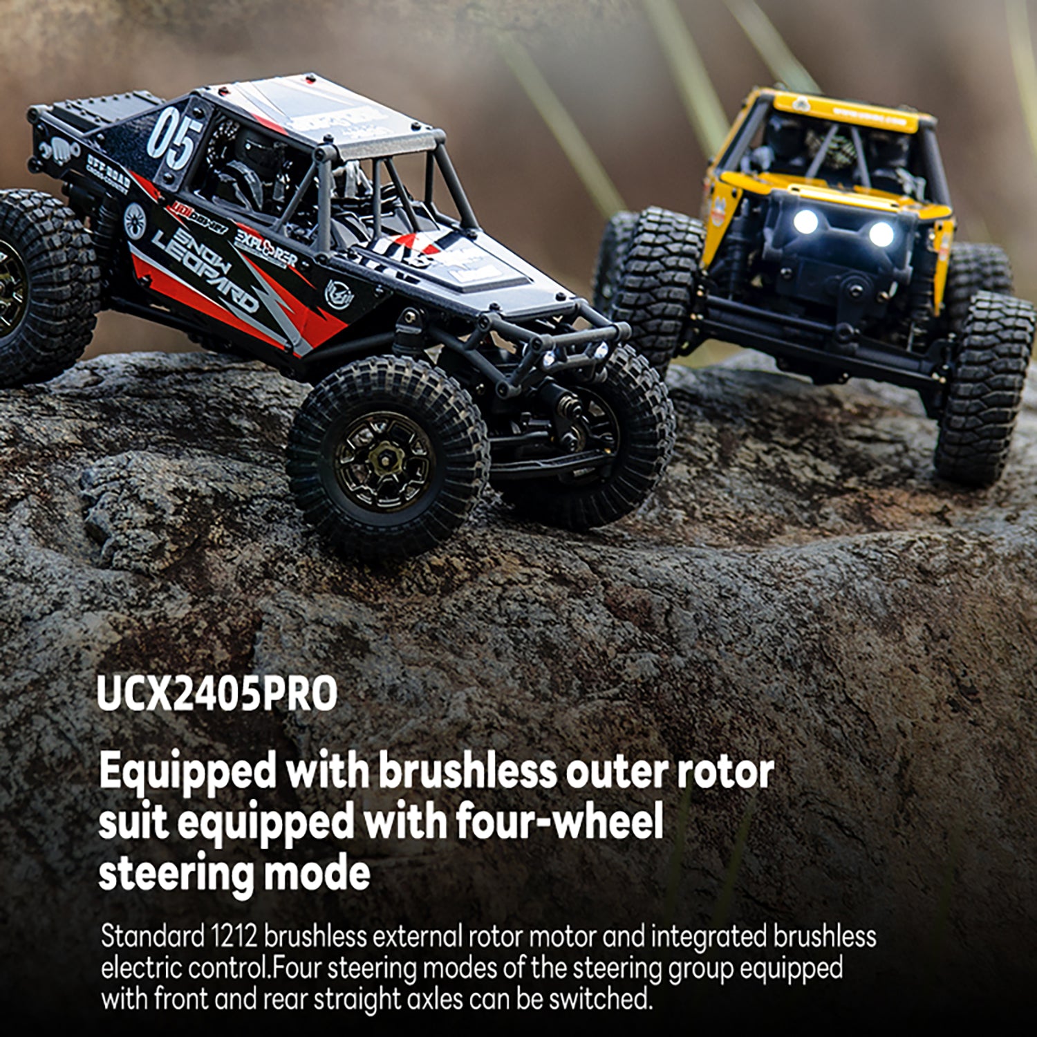 UdiRC UCX2405PRO 1/24 Scale 2.4GHz 4WD RC Rock Crawler with Brushless Motor & ESC - Ready-to-Run Off-Road Remote Control Car Toy for Adults & Kids - Perfect for Indoor Crawling, Backyard Adventures & RC Racing