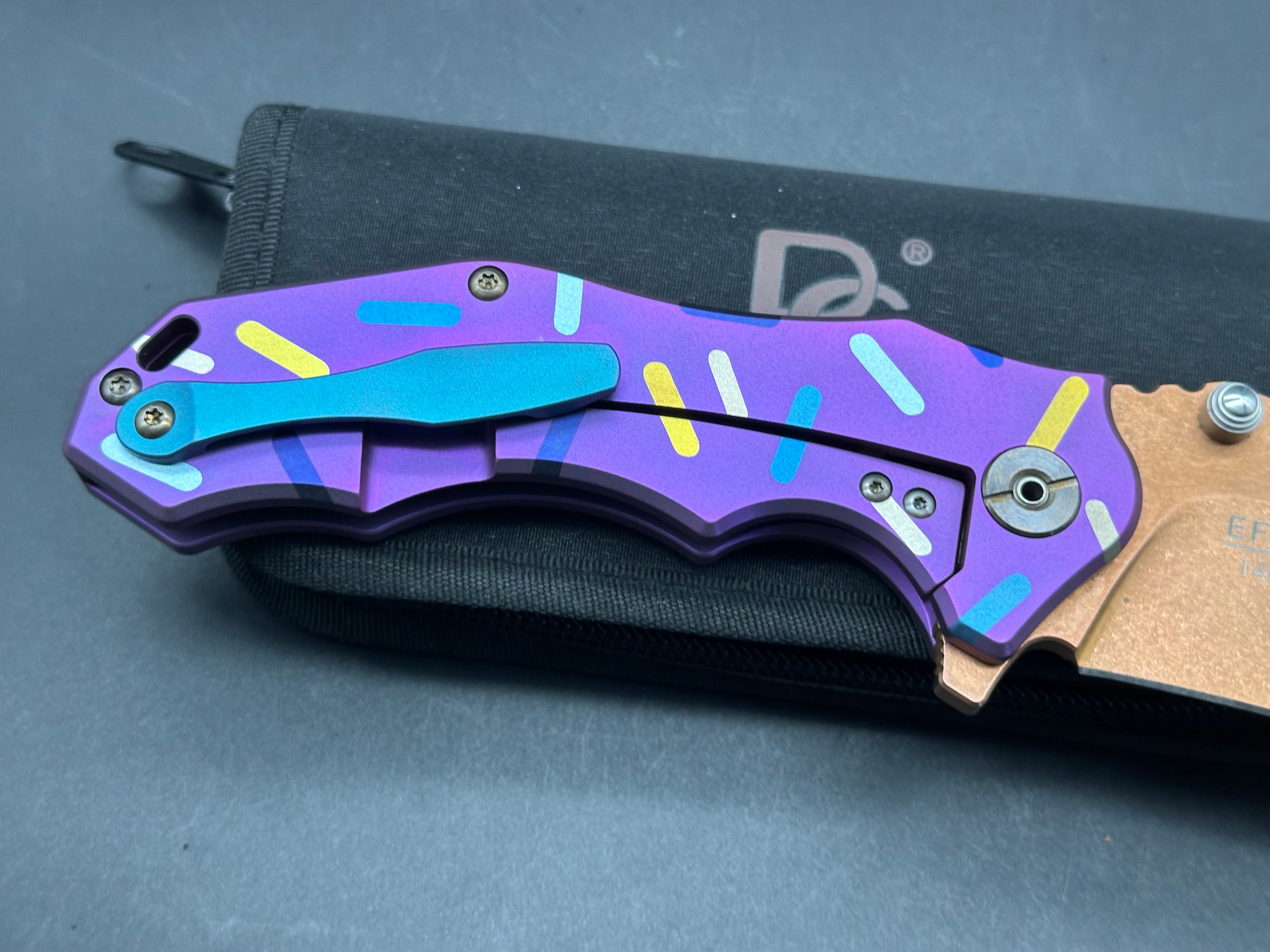 Eafengrow EF905 Custom Dessert Warrior Pink Ti Knife - Sprinkle Print Frame - Perfect for Camping, Outdoor Adventures & Everyday Carry (EDC)