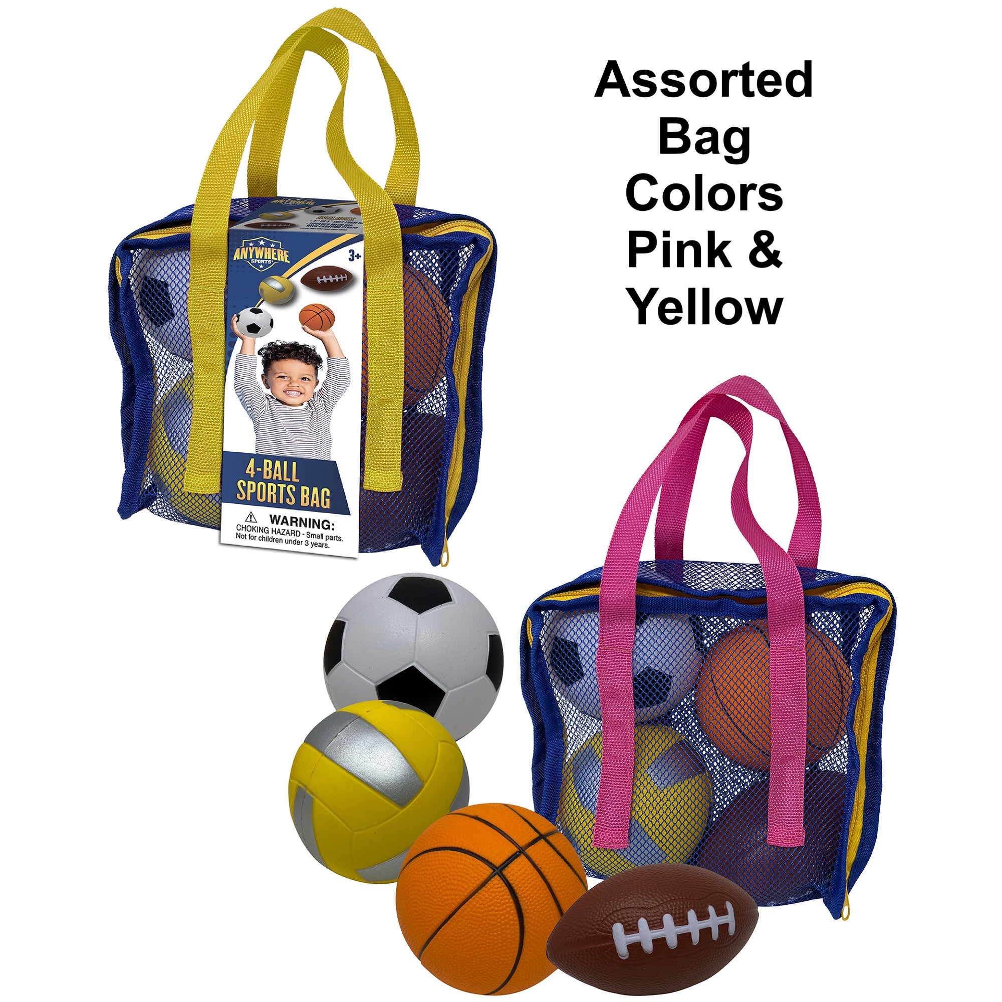 Anywhere Sports Mini Foam Balls 4 Pack - Soft Safe Play Set for Kids Ages 3+ - Indoor Outdoor Games, Backyard Fun, Birthday Party Favors