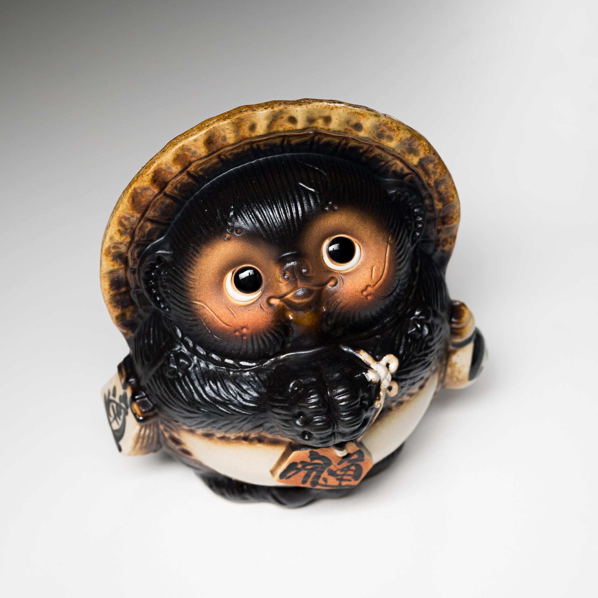 Authentic Shigaraki Ware Lucky Raccoon Ornament - 17.5cm Japanese Ceramic Tanuki Figurine for Home Decor, Office Feng Shui & Gift Giving