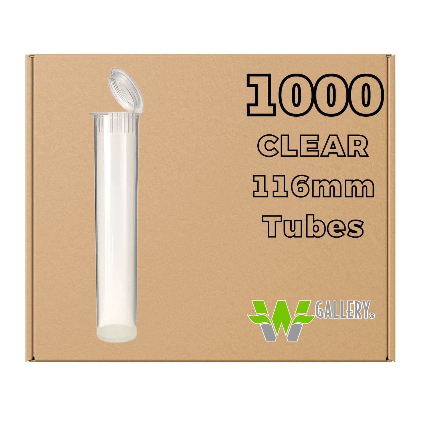 W Gallery 1000 Clear 116mm Pop Top Plastic Tubes - Airtight Smell Proof Prescription Bottles for Pills, Herbs, Flowers & Supplements | Medical Grade Storage Containers | Bulk Pack (Not Glass Jars) - Perfect for Pharmacy, Home Organization & Travel Use