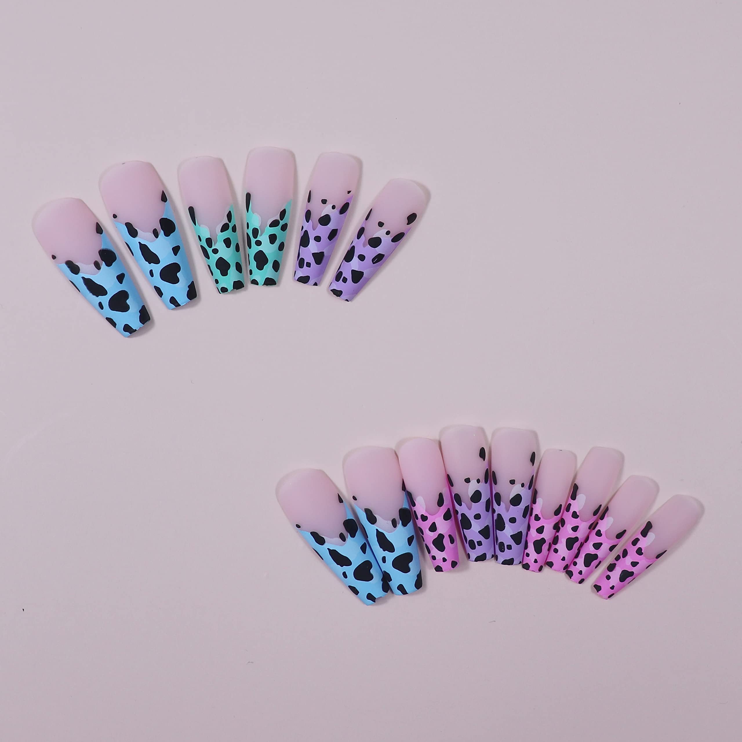 BABALAL 24pcs Coffin Press-On Nails - Matte Glue Long Fake Nails with Leopard Print Design, Ballerina Acrylic Full Cover Stick on Nails for Women | Perfect for Parties, Weddings, and Special Occasions