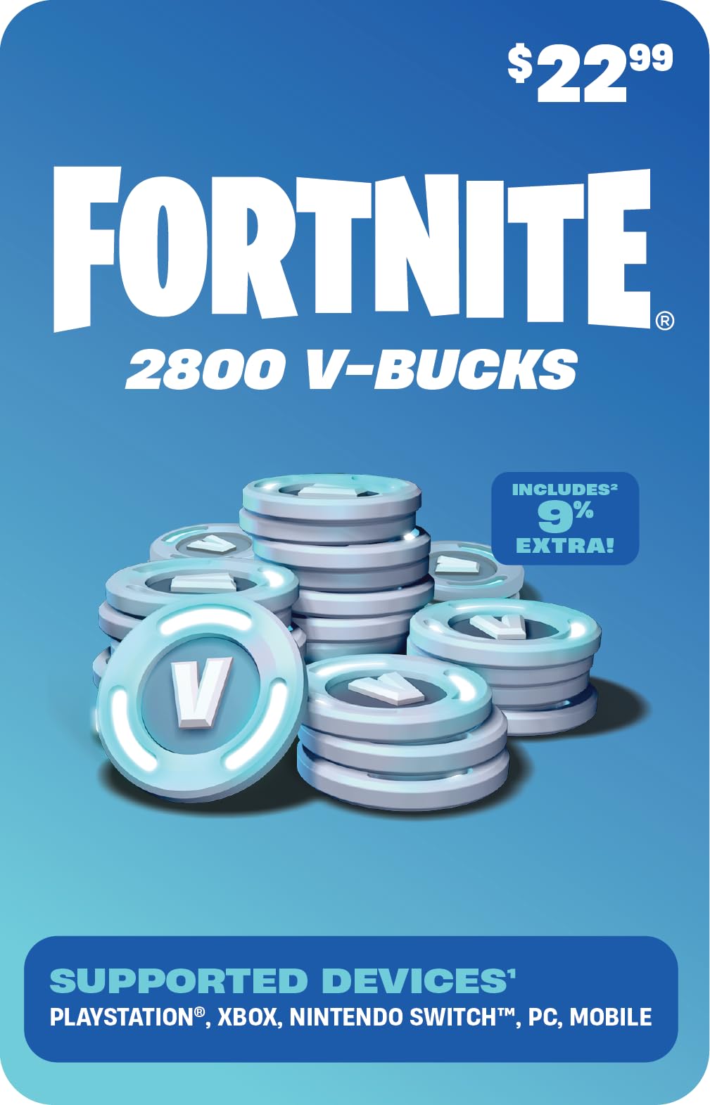 2800 V-Bucks for Fortnite - Digital Code for PlayStation, Xbox, Nintendo Switch, PC & Mobile | In-Game Currency for Battle Pass, Skins & Cosmetics