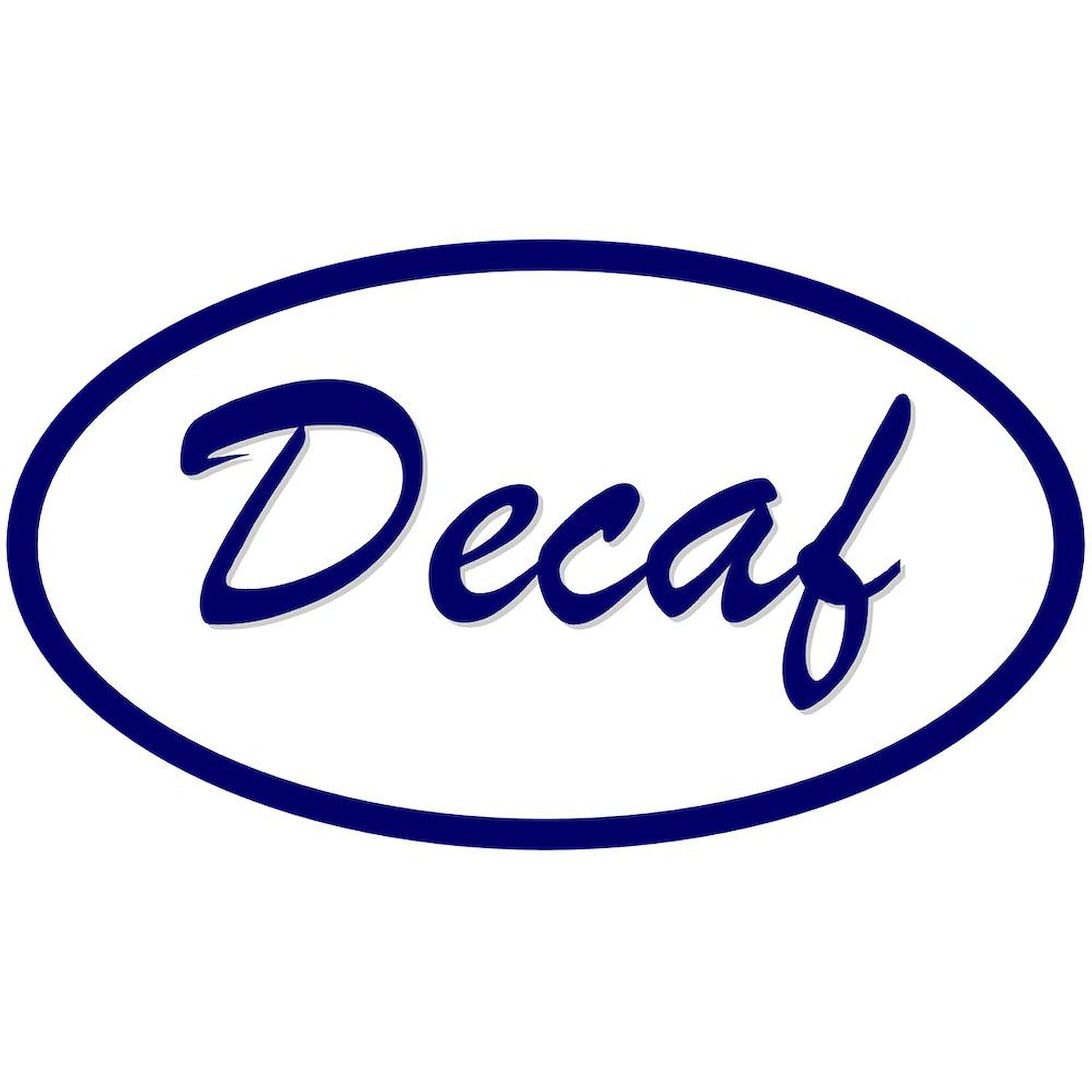 Decaf Coffee Mug 11 oz (325 ml) - Ceramic Coffee Cup with Custom Name Patch - Perfect for Office, Home & Gifts