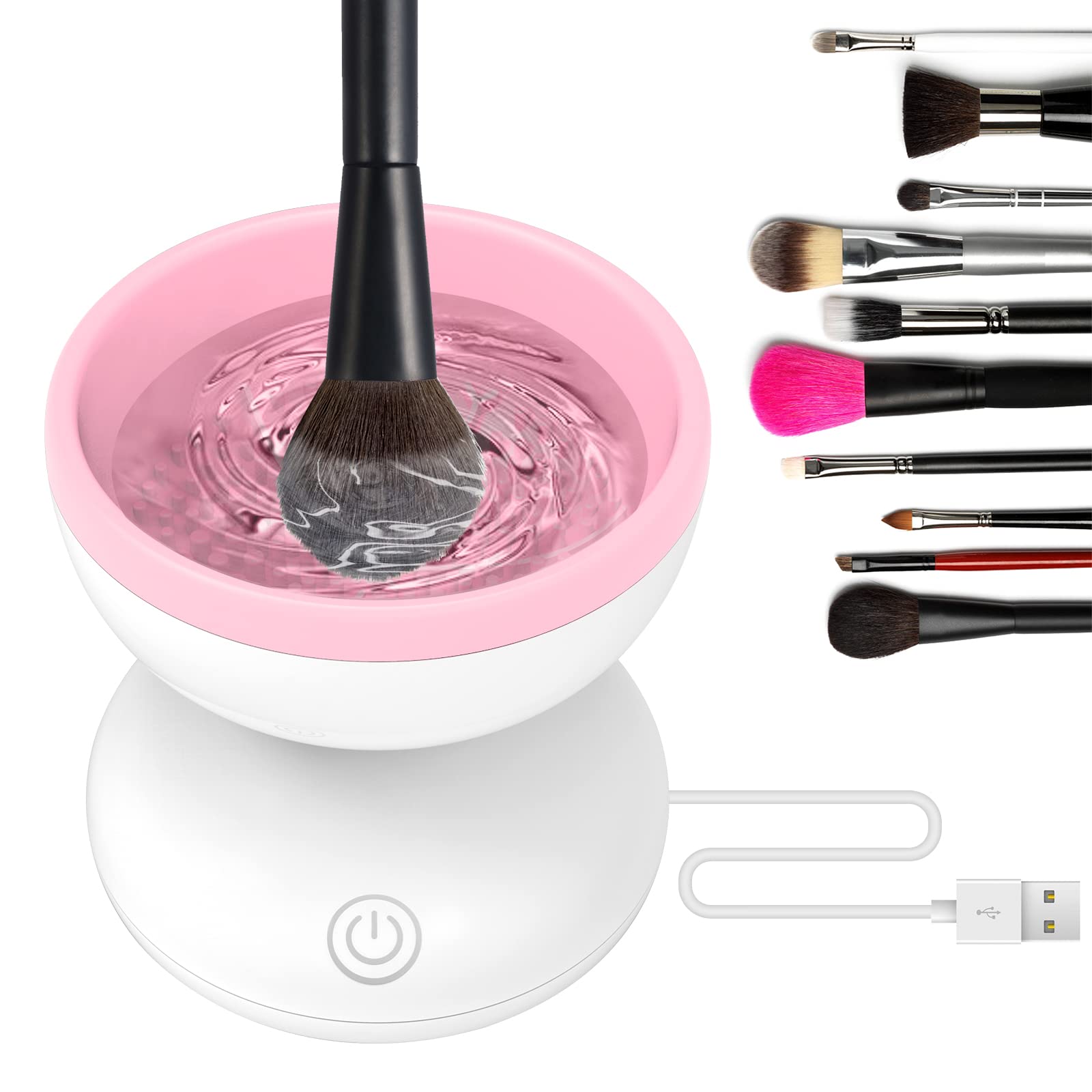 Upgraded Electric Makeup Brush Cleaner Machine - Automatic Silicone Brush Washer with Adjustable Windspeed for Beauty Blenders & Cosmetics Brushes (Pink) | Perfect for Home Salon, Professional Makeup Artists & Travel Beauty Care