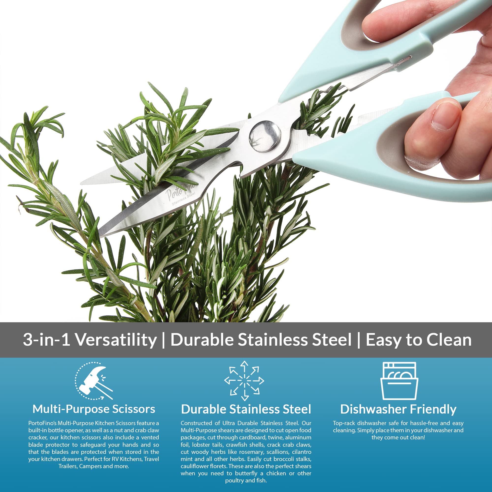 Premium Stainless Steel Kitchen Scissors - Heavy Duty Food Shears for Cutting Meat, Chicken, Fish, Vegetables & Herbs - Multipurpose Cooking Scissors - Perfect for Meal Prep, Butchering & Culinary Tasks