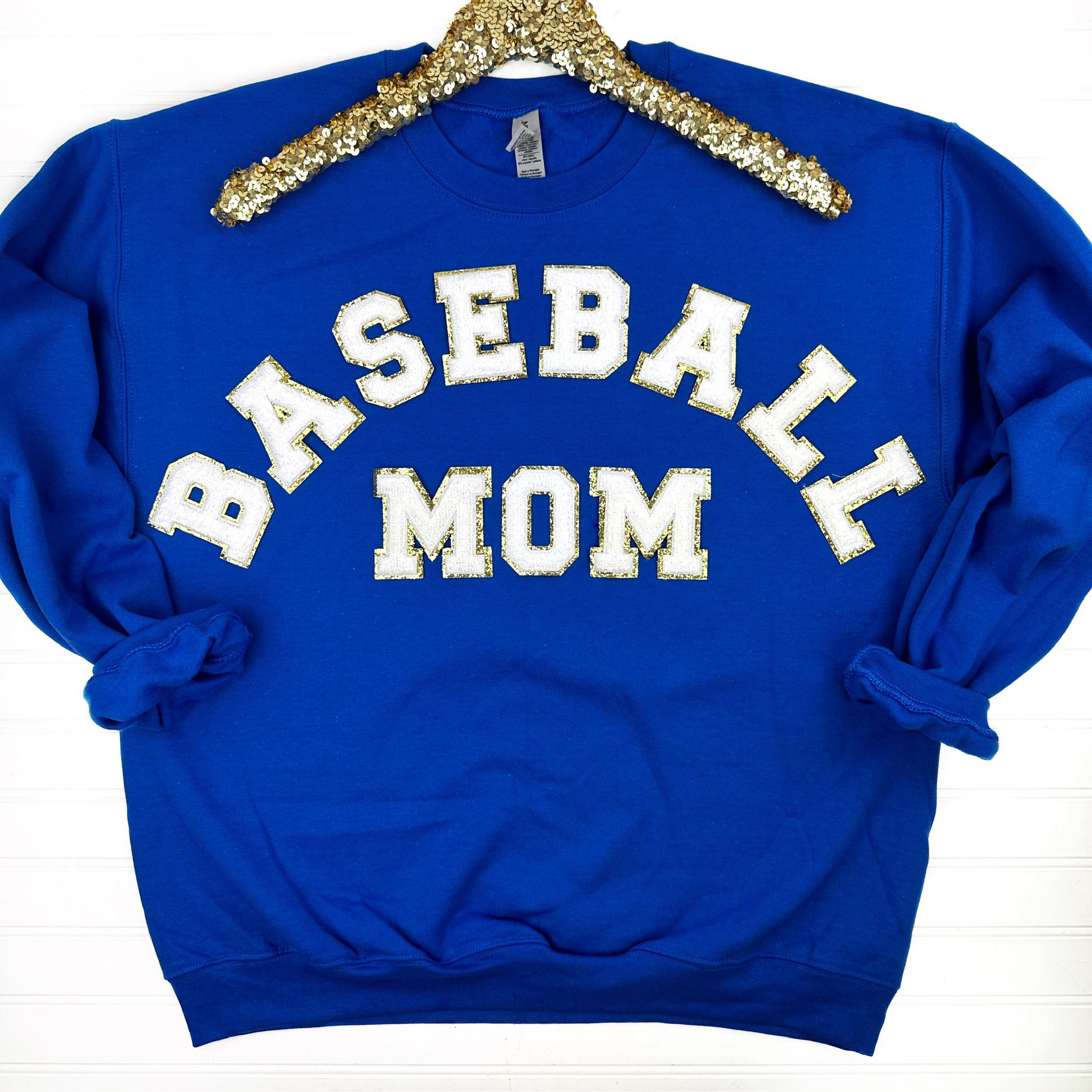 Baseball Mom Chenille Patch Sweatshirt - Comfortable Pullover for Baseball Moms - Perfect for Games, Practices & Team Spirit
