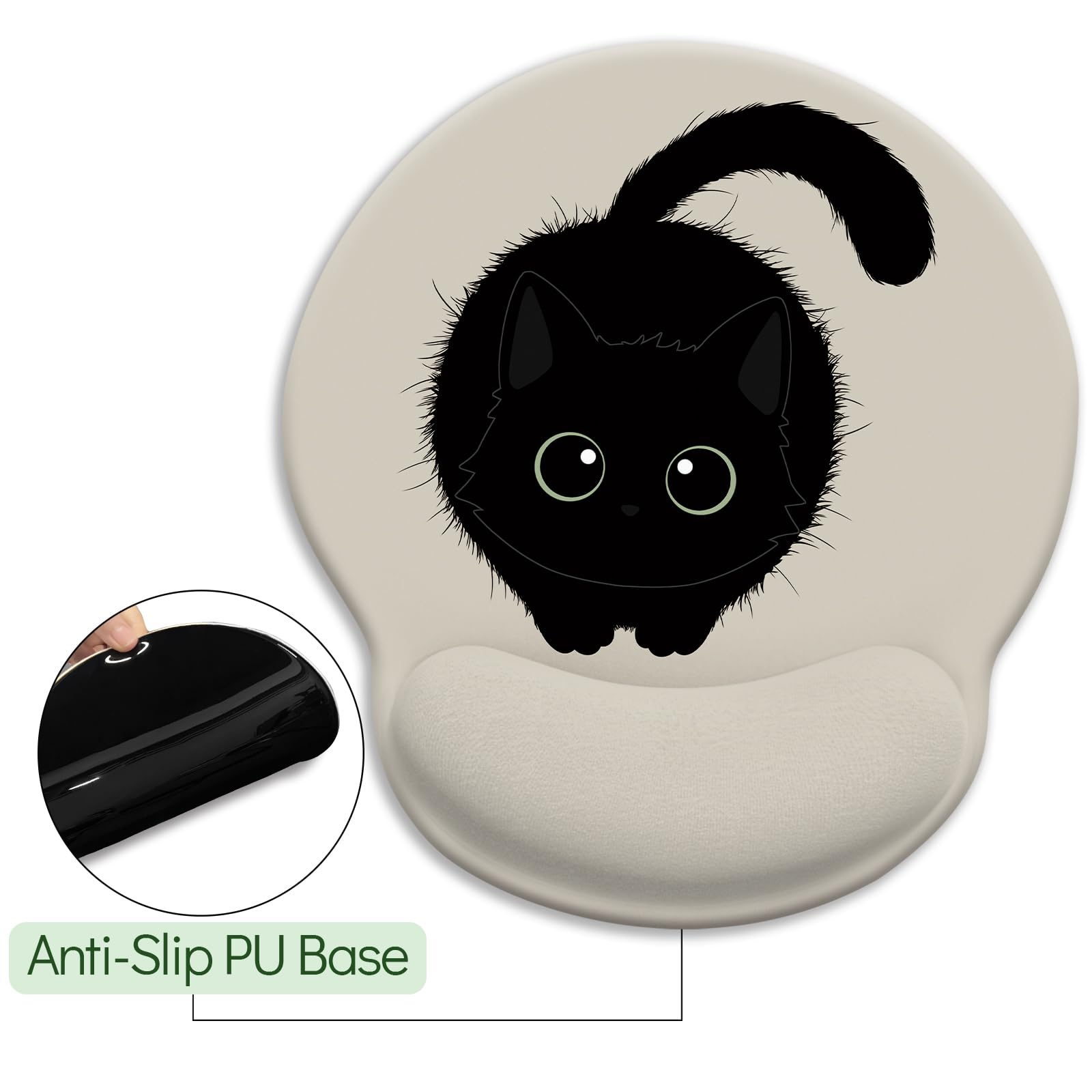 Ergonomic Mouse Pad with Wrist Rest for Cat Lovers - Non-Slip Gaming & Office Desk Mousepad with Pain Relief PU Base - Perfect for Computer Work, Gaming, and Office Decor Accessories