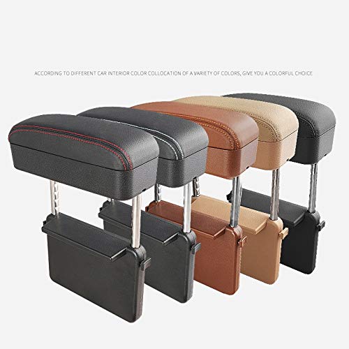 JEYODA Adjustable Car Armrest Storage Organizer Box - Universal Center Console Armrest Pad with Lift Feature for Comfort & Organization (Beige) - Perfect for Sedans, SUVs & Trucks to Reduce Driving Fatigue