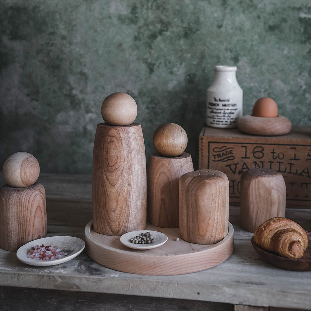 Premium Handcrafted Maple Wood Salt and Pepper Shakers Set - Natural Wooden Spice Dispenser for Kitchen, Dining Table & Gift Giving