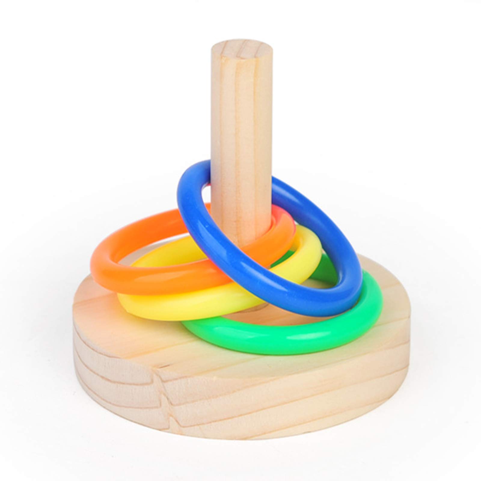 QBLEEV Natural Wood Bird Stacking Rings Toy - Interactive Parrot Training Puzzle for Cockatiels & Conures - Chewing Foraging & Exercise Toy for Smart Birds - Perfect for Tabletop Play & Mental Stimulation