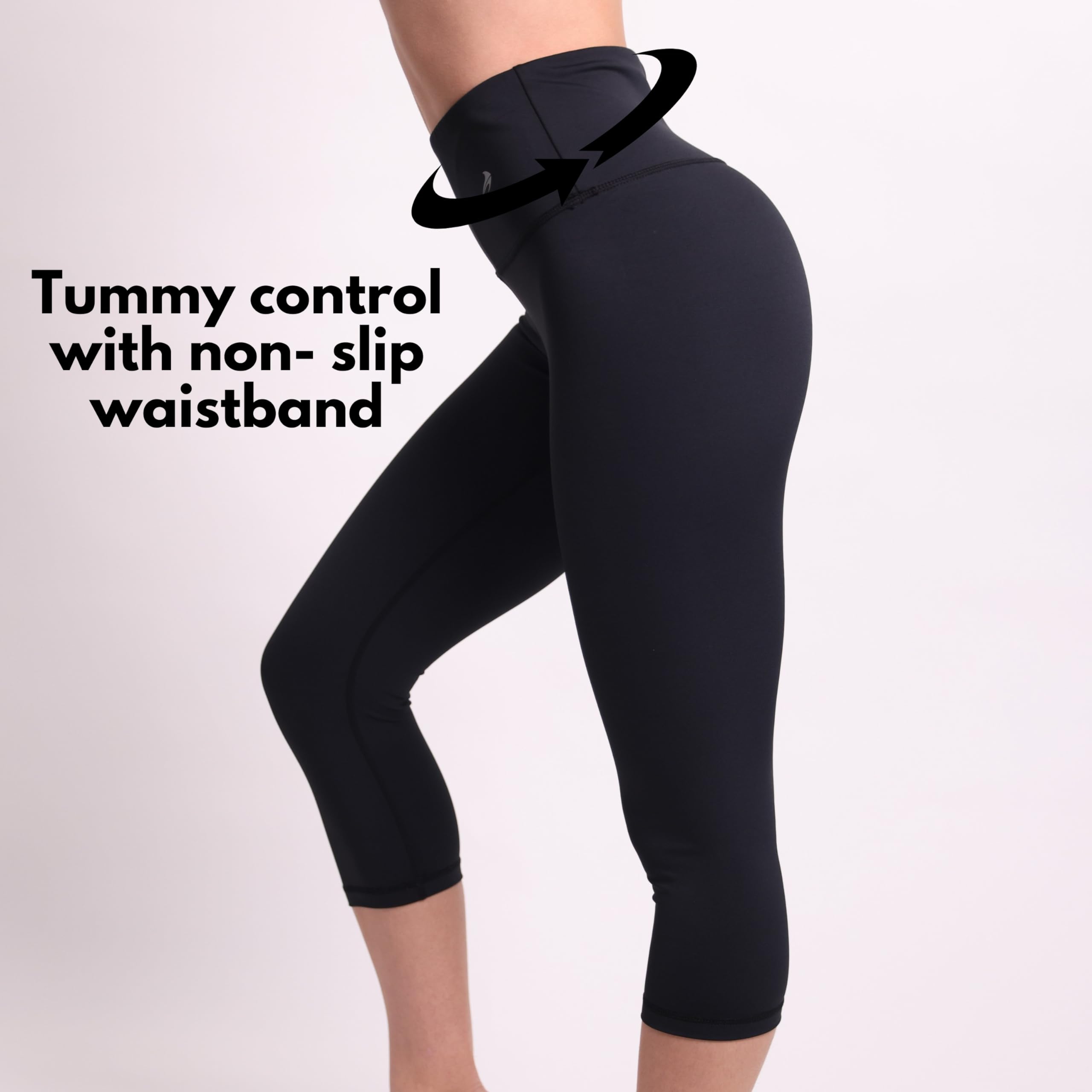 CompressionZ High Waisted Capri Leggings for Women - Tummy Control Yoga Pants for Workout, Running & Gym | Plus Size Activewear for Comfort & Support