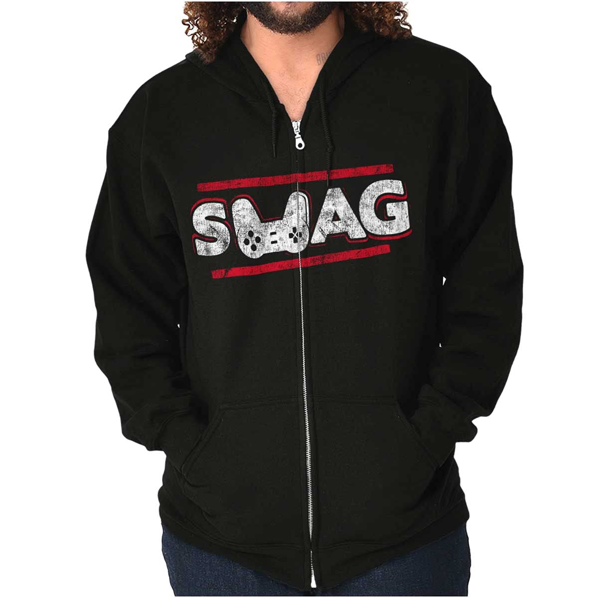 Classic Teaze SWAG Controller Gamer Zip Hoodie for Men - Comfortable Video Game Geek Sweatshirt - Perfect for Gaming, Casual Wear & Esports Events