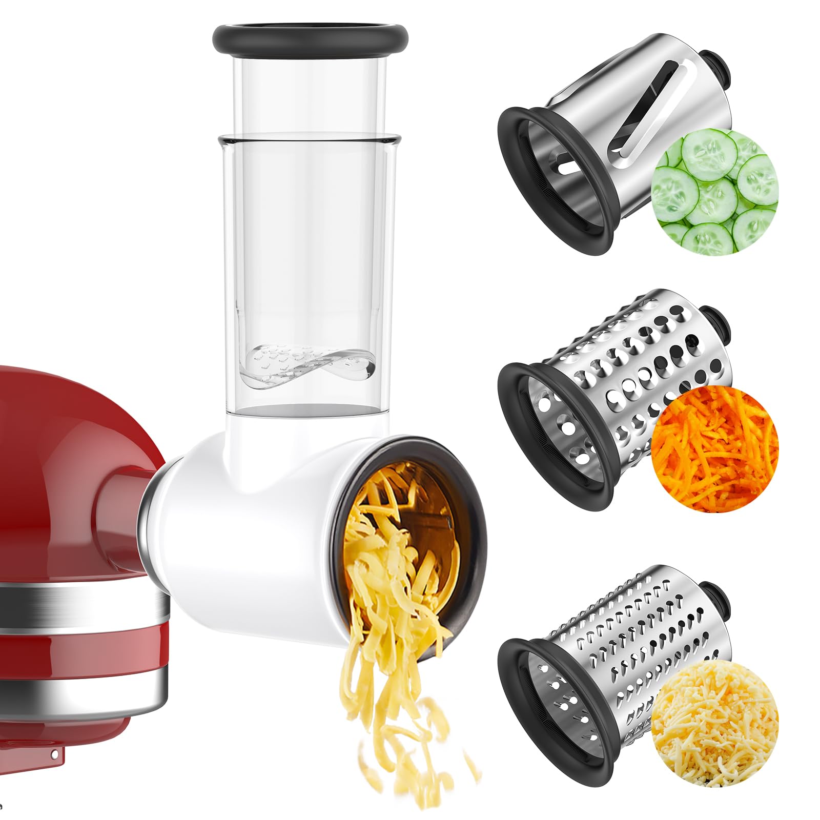 **KitchenAid Stand Mixer Slicer Shredder Attachment – 3-Blade Cheese Grater & Food Processor Accessory for Chopping, Slicing, and Grating – Perfect for Salads, Pizzas, and Meal Prep**