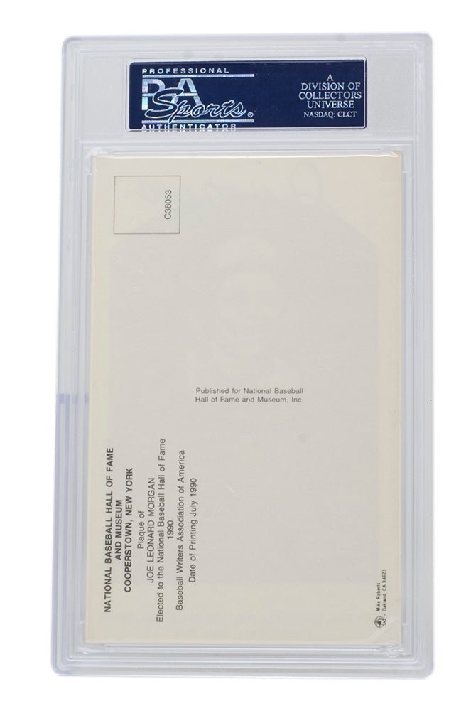 Joe Morgan Autographed Houston Astros Hall of Fame Plaque Postcard - PSA/DNA Certified NM-MT 8 - Perfect for Baseball Memorabilia Collections & Sports Fan Gifts