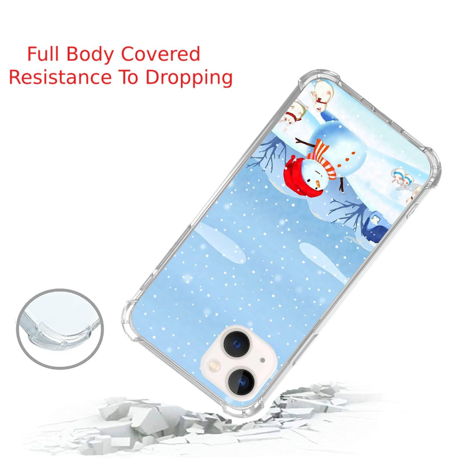Christmas Snowman & Rabbit iPhone 13 Case - Cute Holiday Design for Teens & Adults | Shockproof TPU Bumper Protective Cover | Perfect Gift for Christmas, Winter Holidays & Everyday Use
