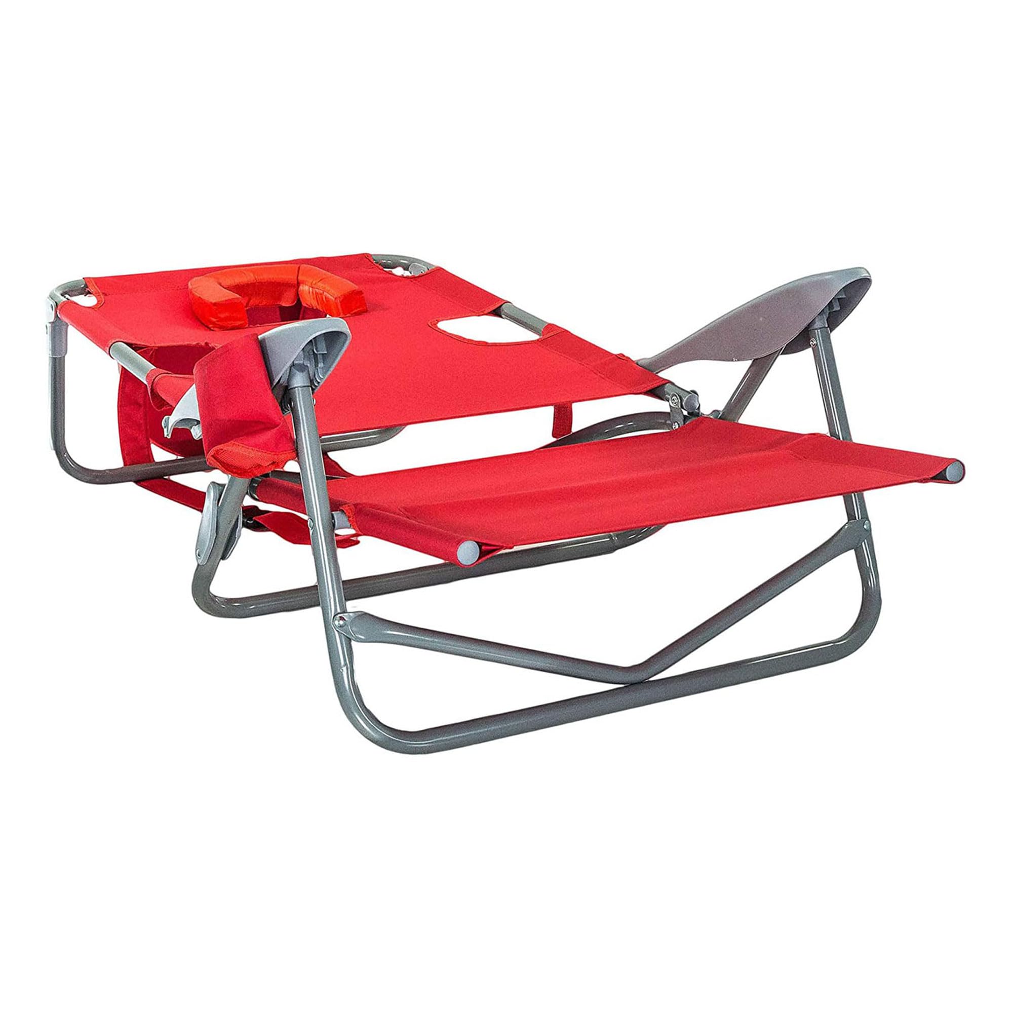 Lightweight 9.6-Pound Folding Reclining Camping Chair with 5 Adjustable Positions - Portable Outdoor Lawn Chair for Backyard, Beach, Picnic & Tailgating (Red, 2 Pack) - Perfect for Relaxing in Parks, Camping Trips and Outdoor Events