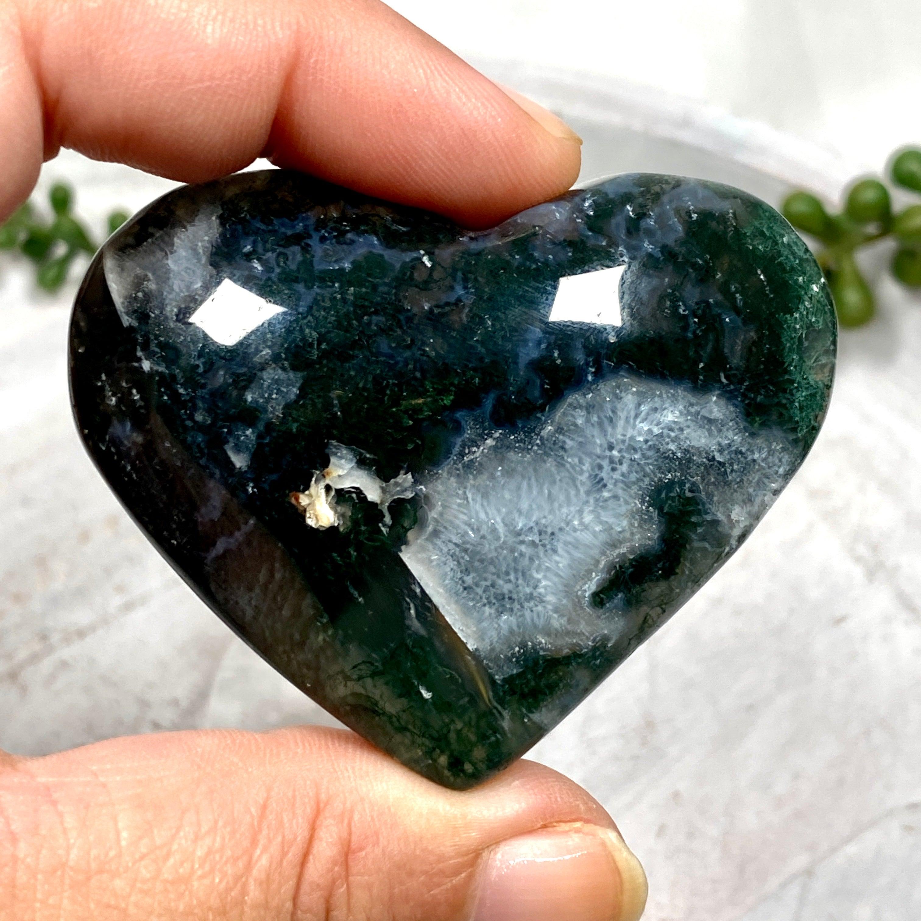 Natural Moss Agate Heart Pendant - Healing Crystal Jewelry for Love & Emotional Balance | Perfect for Meditation, Gifts & Spiritual Healing