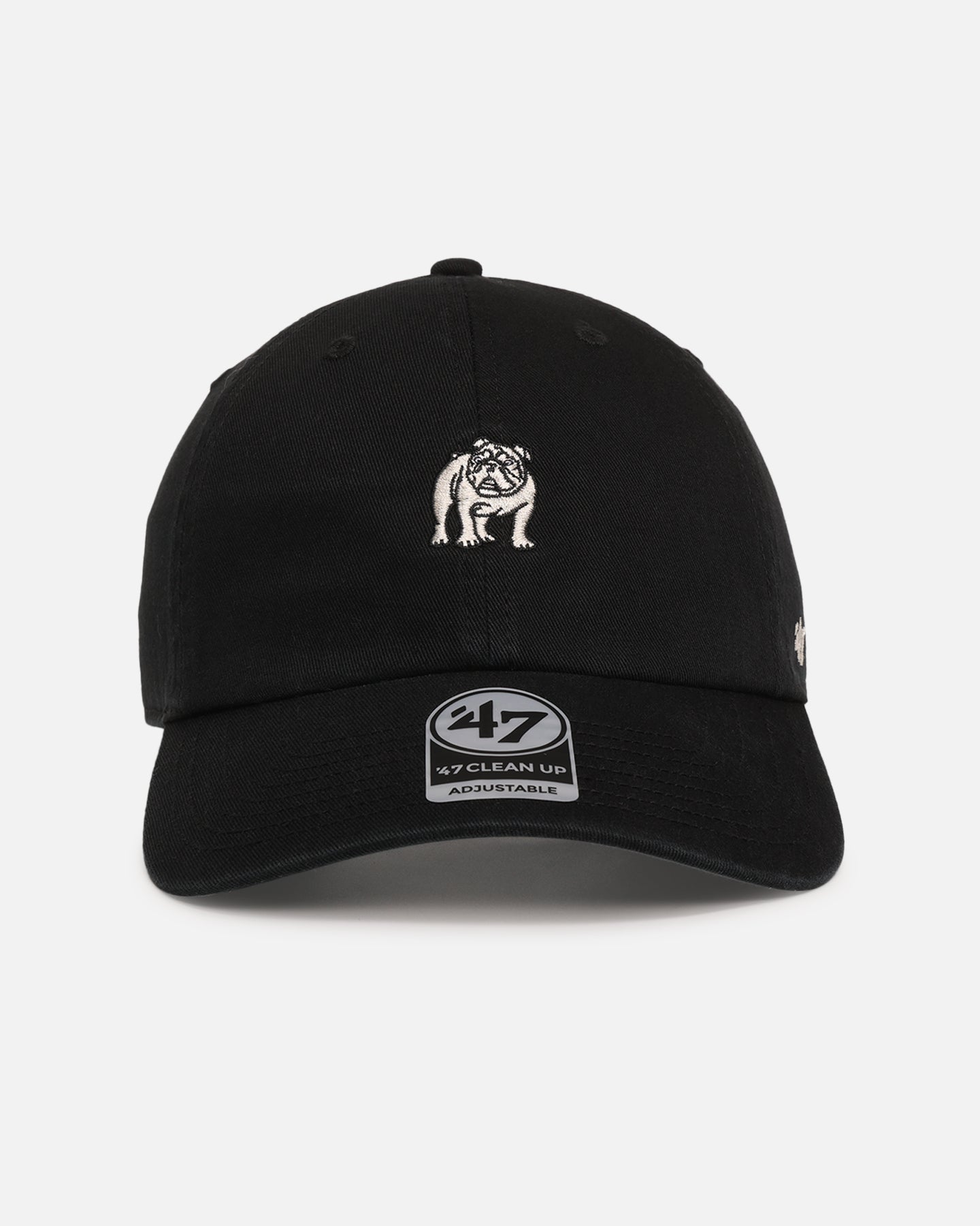 47 Brand Bulldog 'Dog Collection' 47 Clean Up Strapback Black Hat - Adjustable Snapback Cap for Men & Women - Perfect for Casual Wear, Sports, and Outdoor Activities