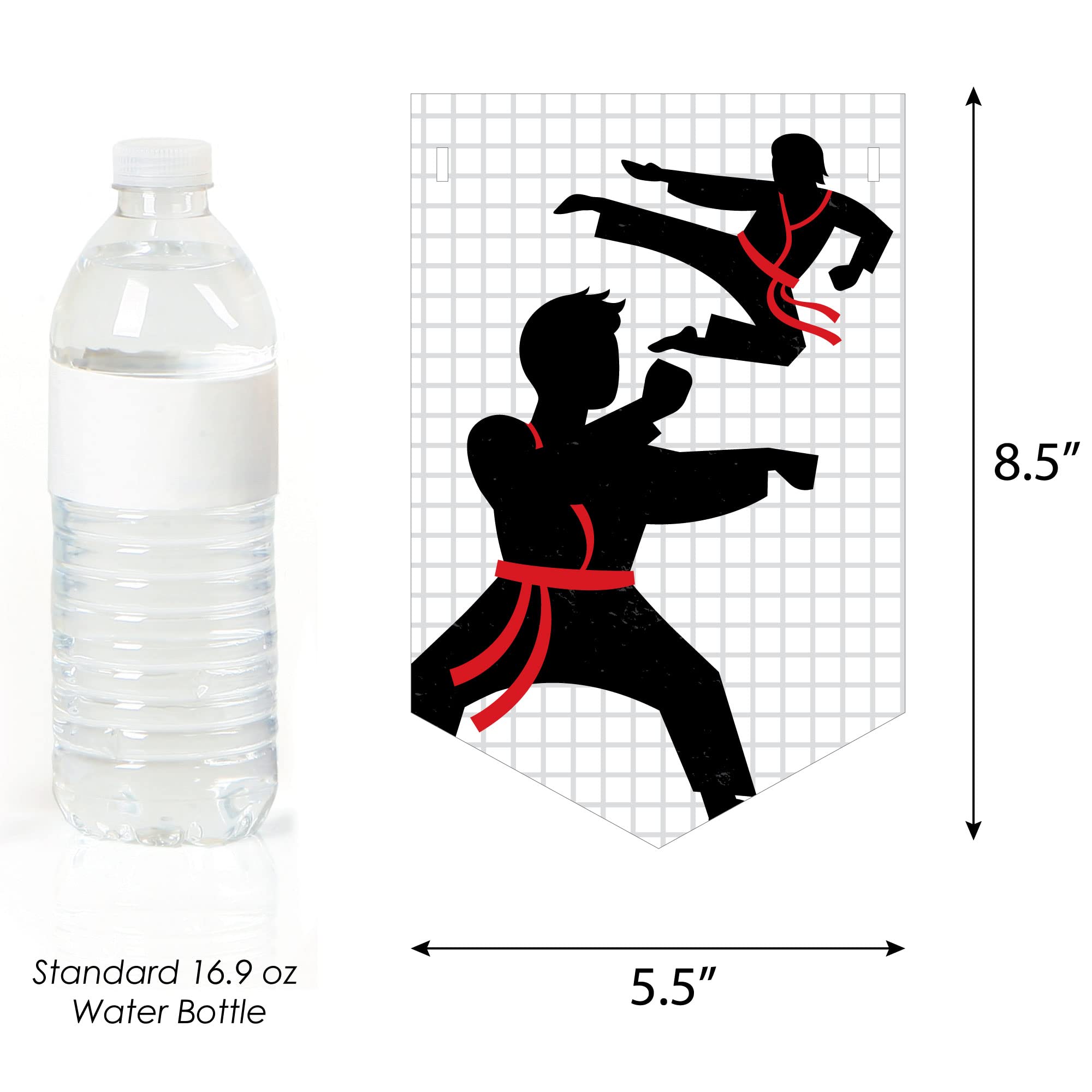 Karate Master Party Bunting Banner - Martial Arts Decorations for Karate Birthday, Dojo Celebration & Sports Theme Events - Jump Kick Block Design