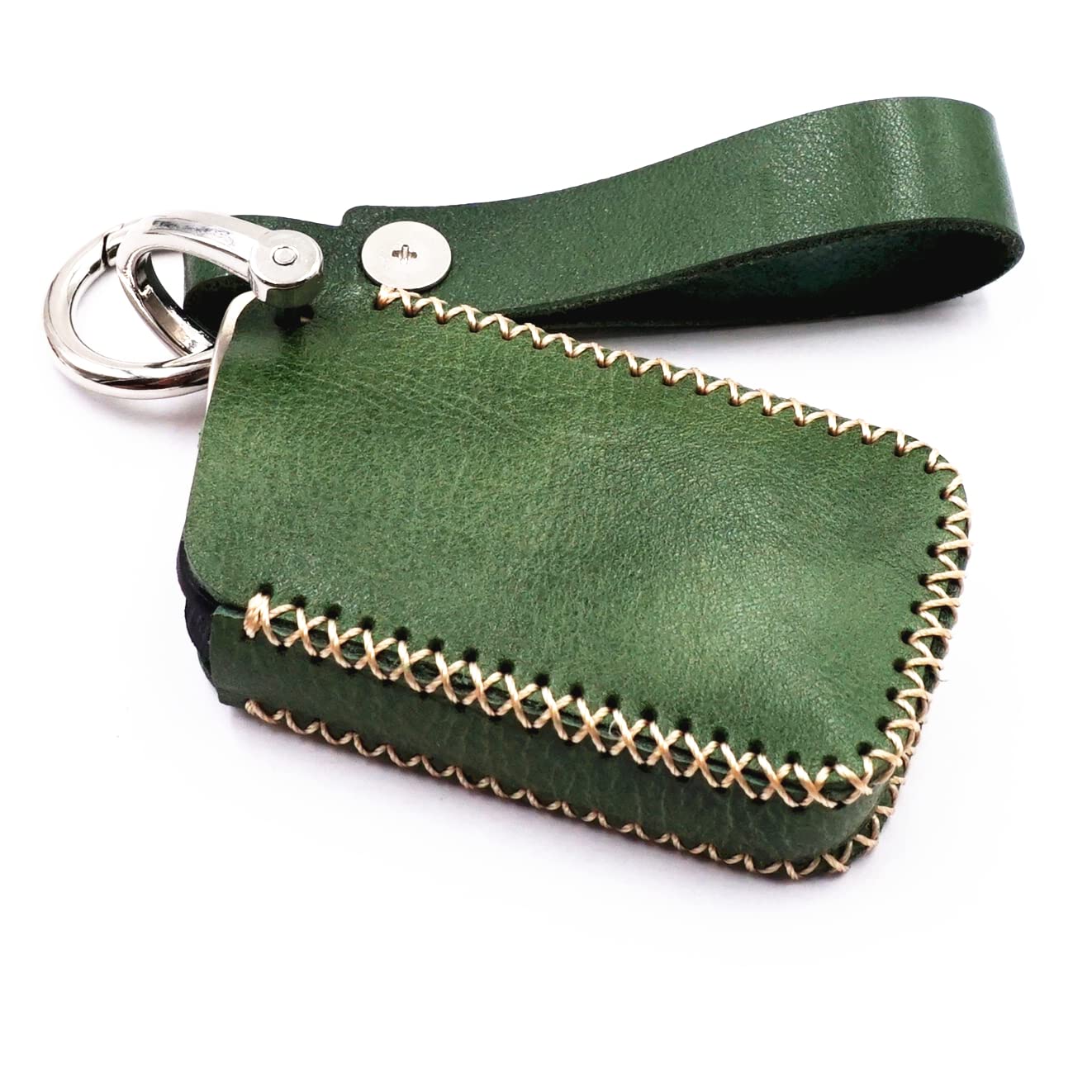 Genuine Leather Smart Key Fob Cover with 4 Buttons & Chain - Compatible with Lexus ES GS IS LX RX RC NX RC-F (Green) - Premium Protection & Style for Your Car Keys