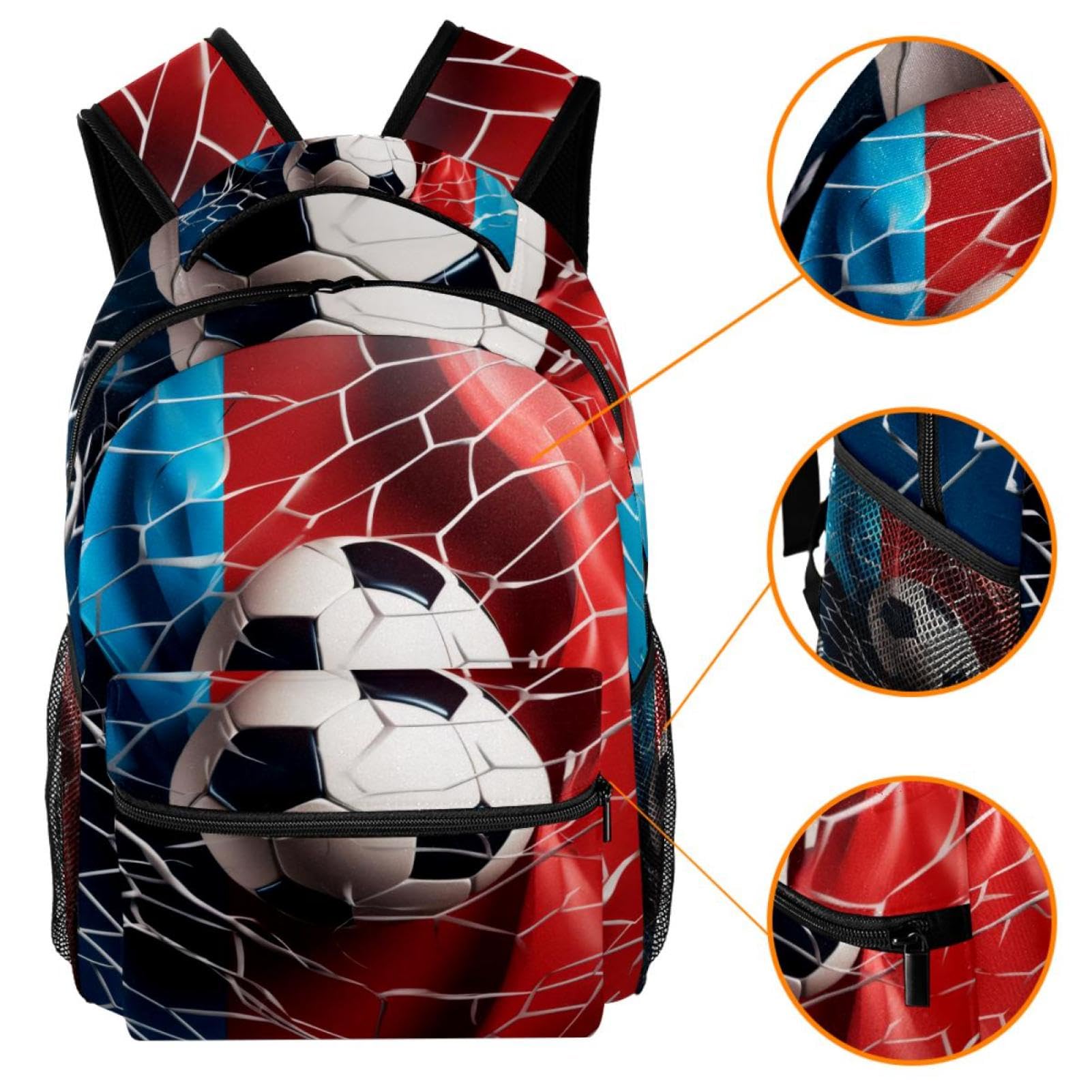 FVQL Kids Backpack for School - France Flag & Football Design, Durable Bookbag for Teens & Children - Perfect for School, Travel & Sports Activities