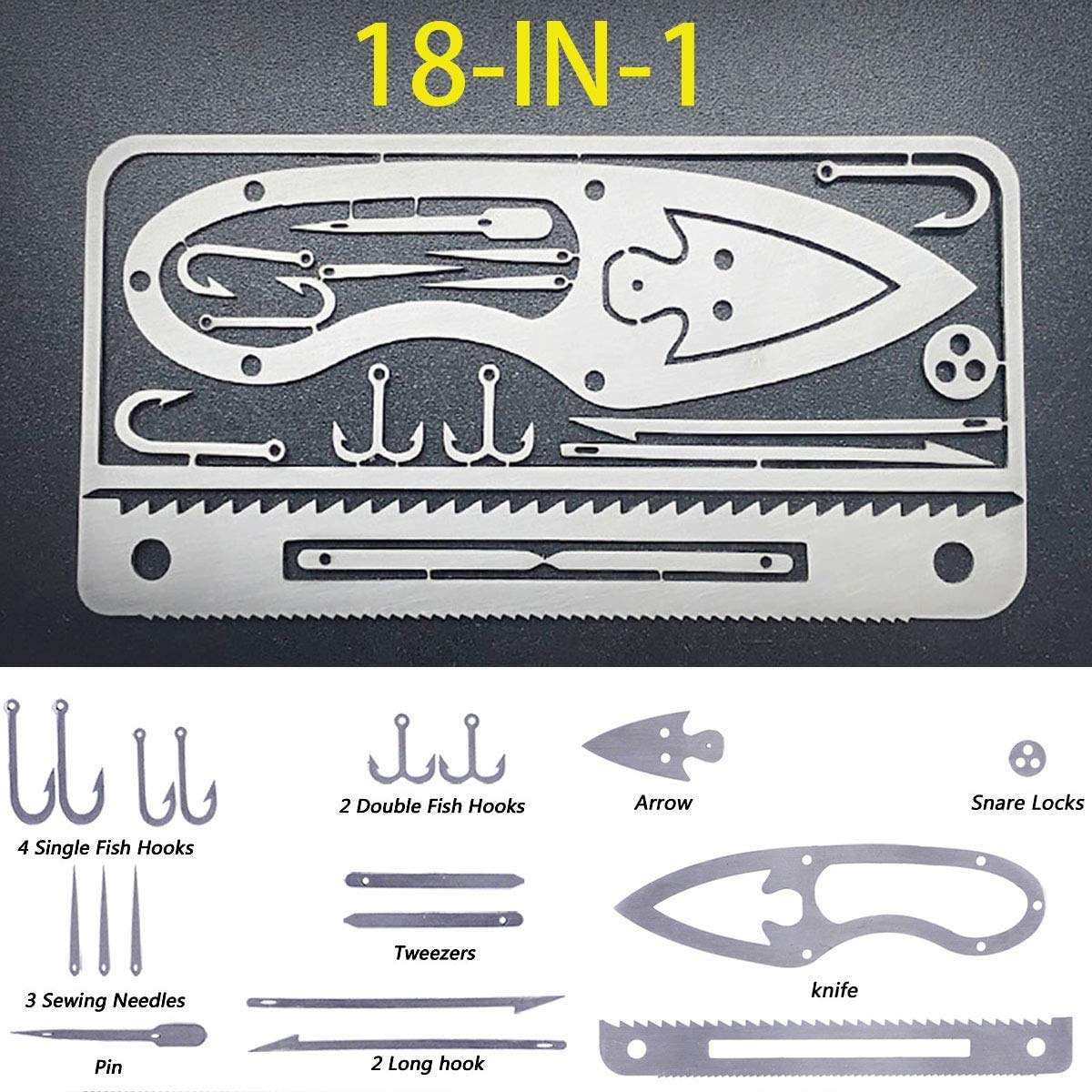 18-in-1 Survival EDC Credit Card Multitool - Compact Outdoor Gear for Camping, Hiking & Emergency Preparedness | Sirius Survival