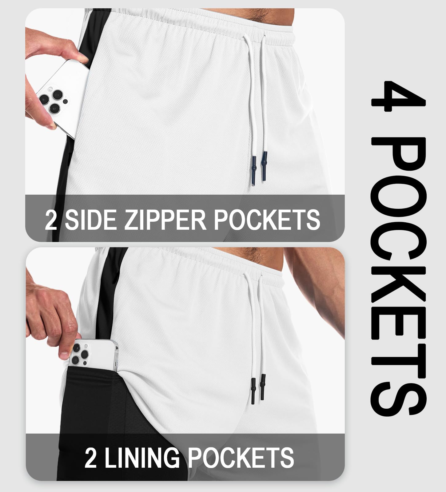 Aolesy Men's 2-in-1 Running Shorts - Quick Dry 5