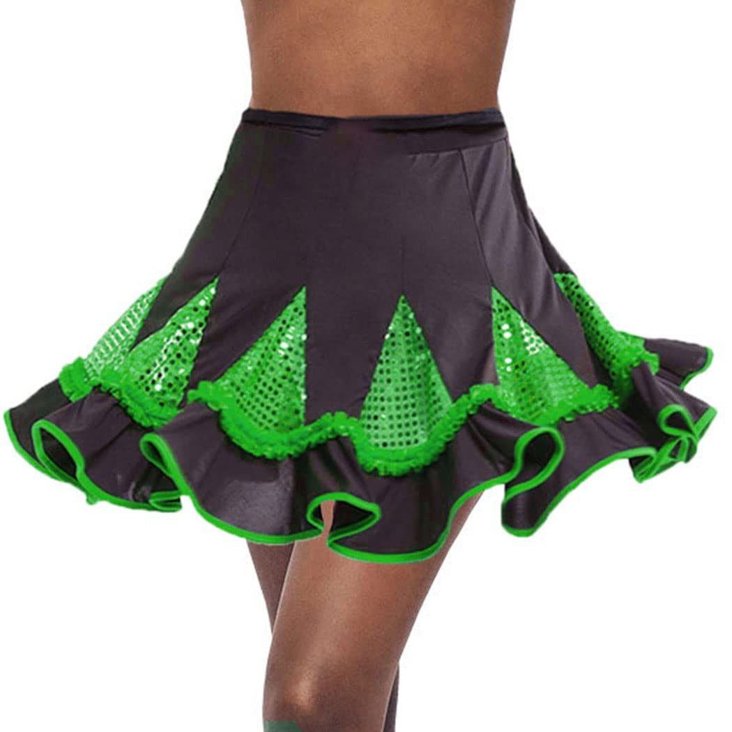 Victray Women's Latin Dance Skirt with Sequins - Ballroom Swing Skirt for Salsa, Tango, Rumba - Perfect for Dance Performances, Rave Parties & Costume Events