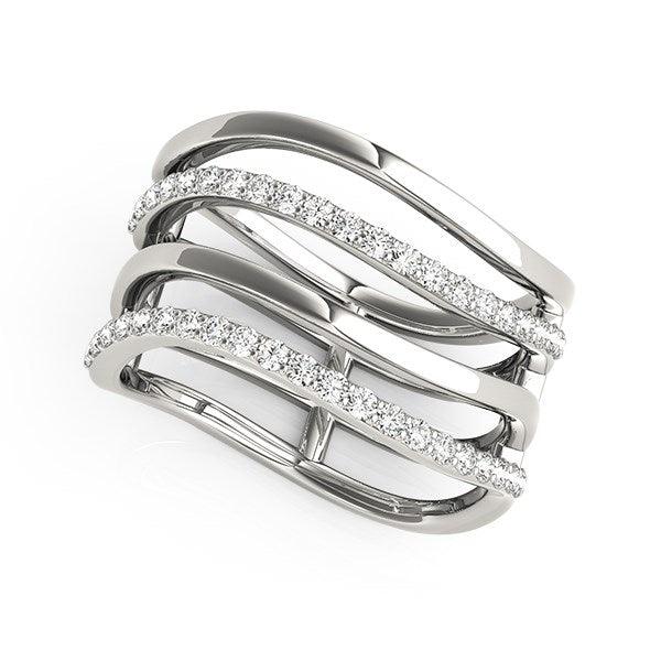 14K White Gold Diamond Ring for Women - 3/8 Carat TW Multi-Band Wedding Ring - Perfect for Engagement, Anniversary & Special Occasions