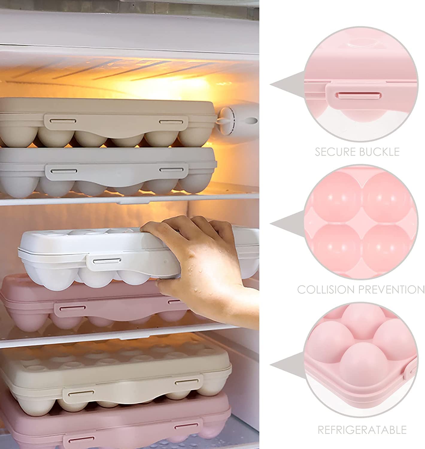 SKOFRI 18 Grid Plastic Egg Storage Container - Stackable Refrigerator Tray for Kitchen, Fridge Organizer (30x15x6.5 cm) - Perfect for Fresh Egg Storage, Pantry Organization & Space Saving in Home Kitchen