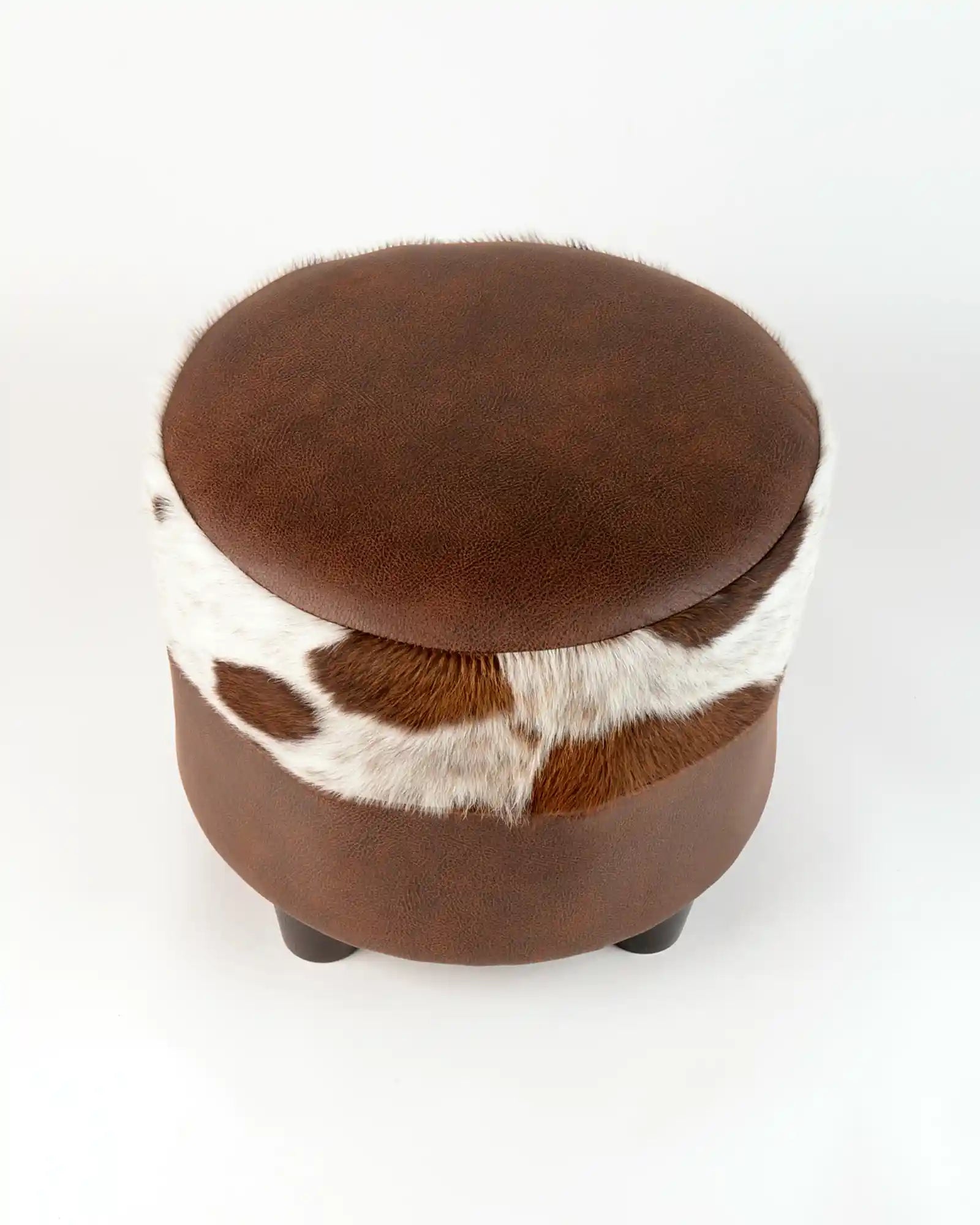 Premium Cowhide Round Footstool - 16