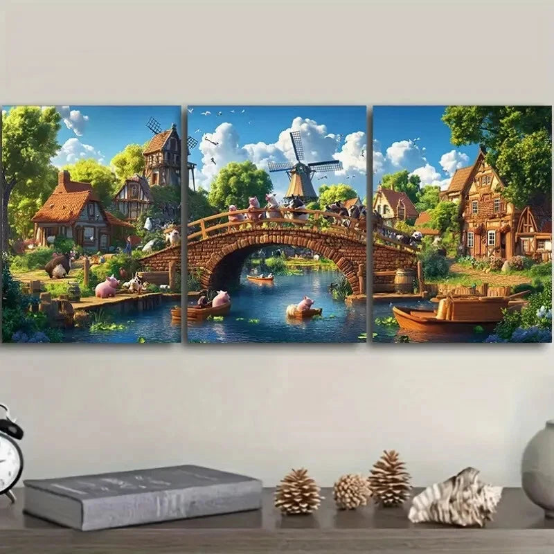 3-Piece Whimsical Animals Canvas Wall Art Set - Framed 40x60cm High Quality Print - Australian Made Ready to Hang Wall Decor for Living Room, Bedroom & Nursery