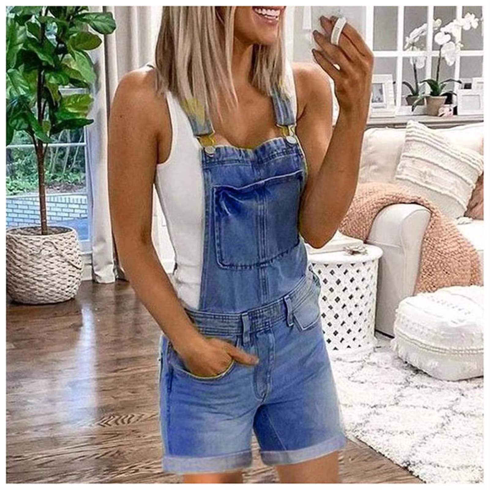 Women's Slim Fit Denim Jumpsuit - Stretch Jean Dungarees Overalls with Adjustable Straps | Casual Outfit for Women | Perfect for Everyday Wear, Work, and Outdoor Activities