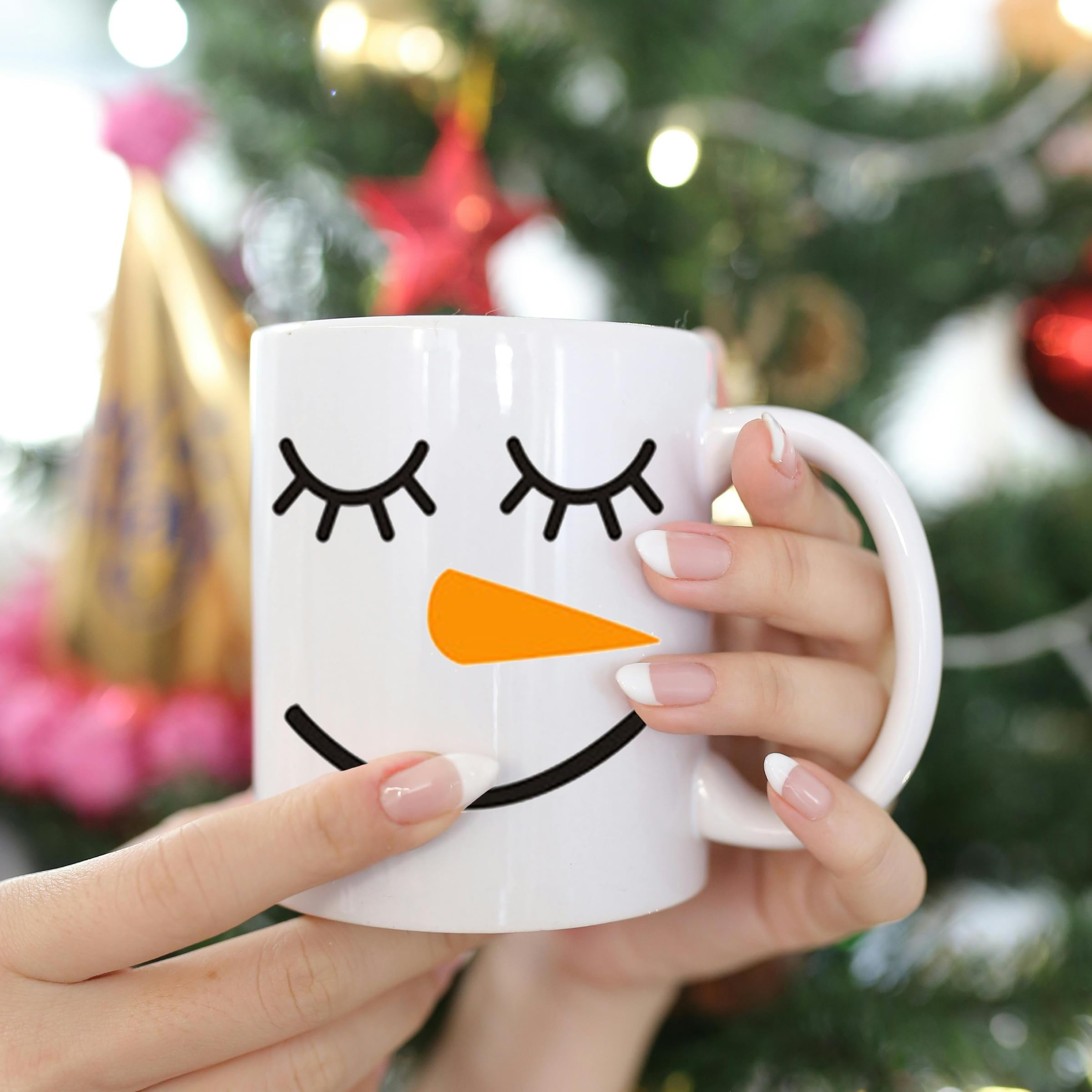 32pcs Cute Snowman Face Stickers - Small Vinyl Wall Decals & Cup Stickers for Christmas Decorations | Perfect for Holiday Party, Winter Home Decor & Gift Wrapping