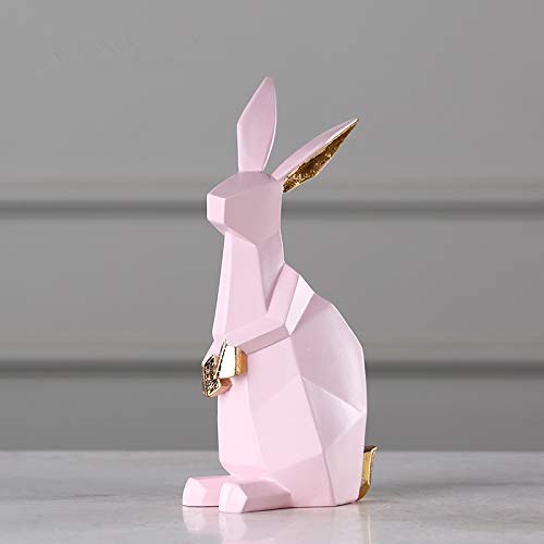 Geometric Origami Animal Resin Statue - Pink Kangaroo Desktop Sculpture for Home & Office Decor | Creative Gift Idea for Living Room, Bedroom, Bookcase | Handmade Figurine & Decorative Craft