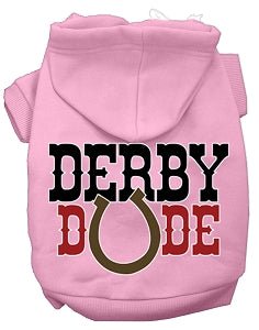 Derby Dude Screen Print Dog Hoodies - Soft & Stylish Pet Apparel in Multiple Colors - Perfect for Outdoor Adventures & Photo Shoots