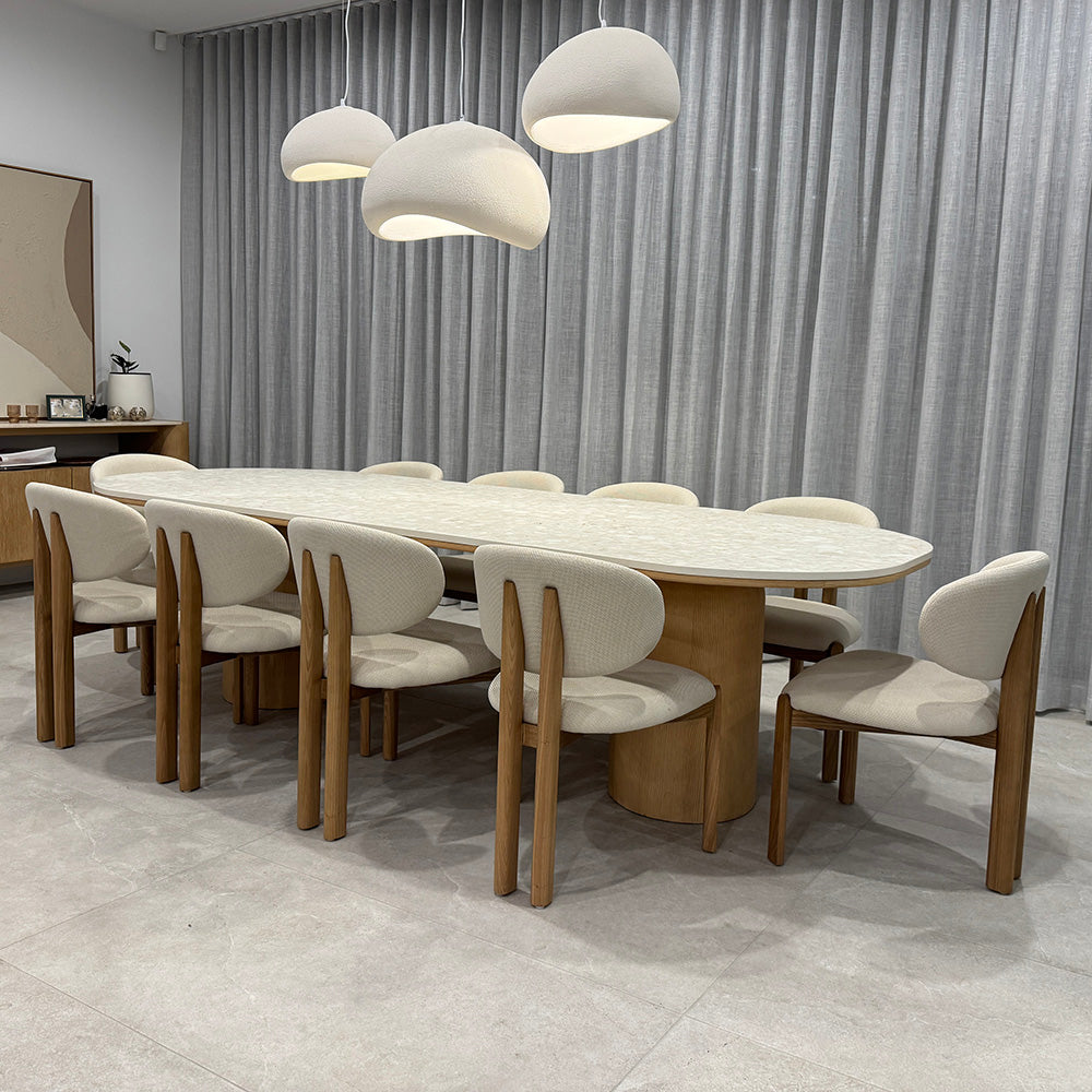 BERLY Modern Dining Chair - Oat & Natural Wood Finish - Perfect for Kitchen, Dining Room, and Home Office Use
