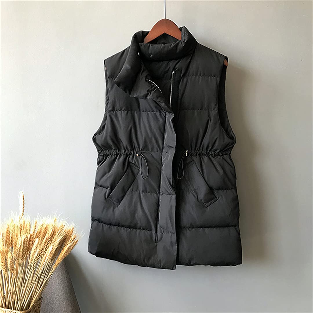 Women's Lightweight Stand Collar Zip Padded Vest - Winter Warm Quilted Waistcoat with Long Design | Perfect for Outdoor Activities, Layering Under Jackets & Korean Fashion Style