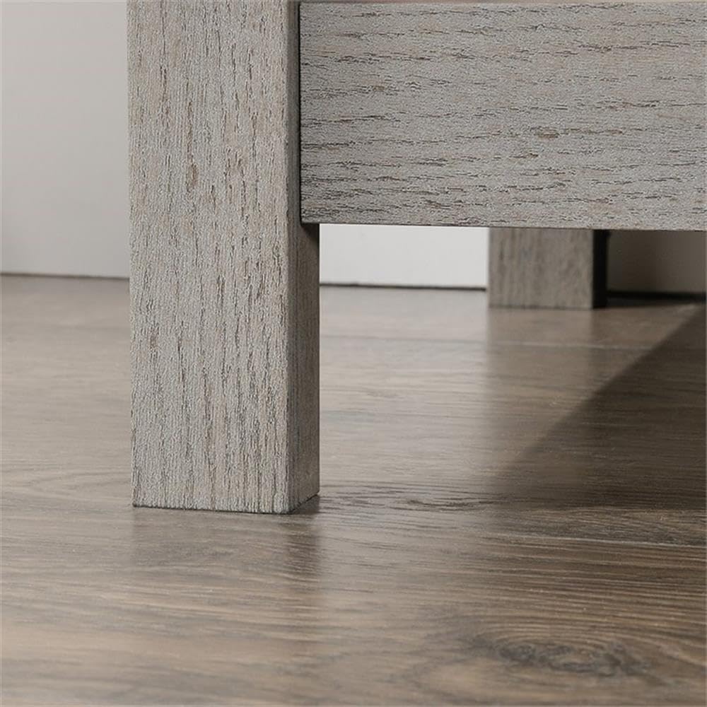 Pemberly Row 1-Drawer Nightstand in Mystic Oak Finish - Bedside Table for Bedroom, Living Room & Guest Room
