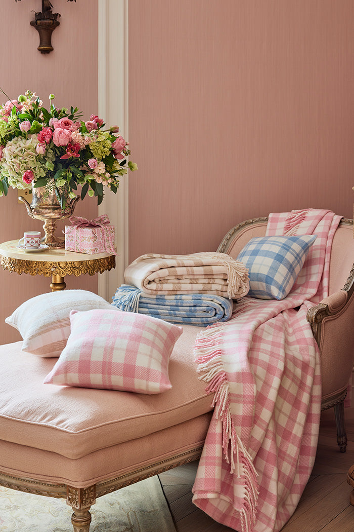 Melodina Plaid Pillow - Soft Pink Plaid Decorative Throw Pillow for Couch, Bed & Home Decor - Perfect for Living Room, Bedroom & Dorm Cozy Styling