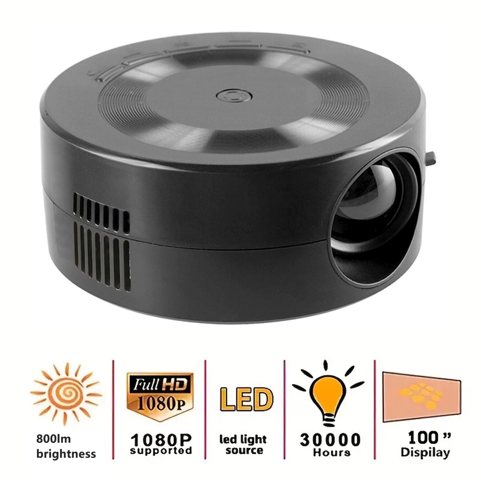 Mini LED Projector 1080P - Portable Home Theater Projector with Built-in Speaker, Same Screen Function for iOS & Android - Perfect for Movie Nights, Gaming, and Outdoor Camping
