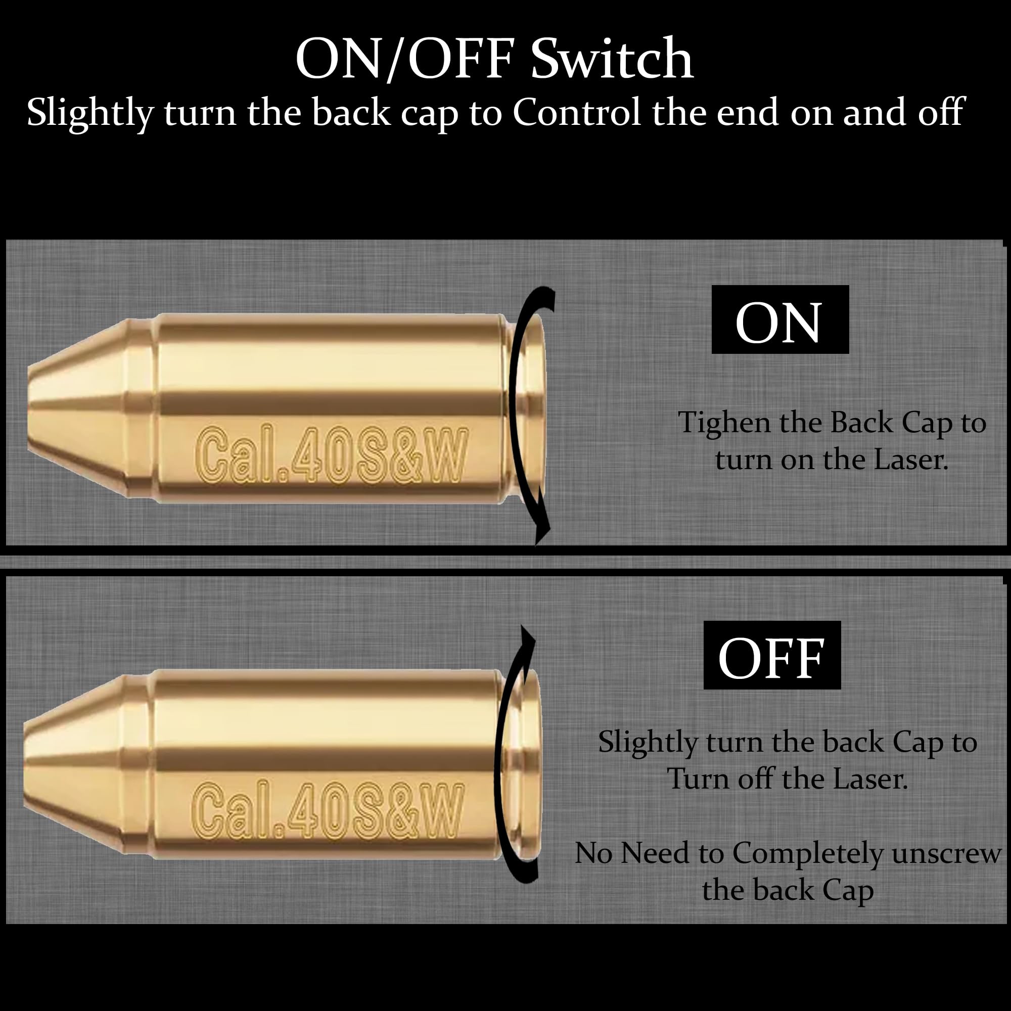 Gothic Tactical Red Laser Bore Sight Cal .40 Brass Boresighter Cartridge for Smith & Wesson - Perfect for Handgun & Rifle Zeroing at Range or Home Practice