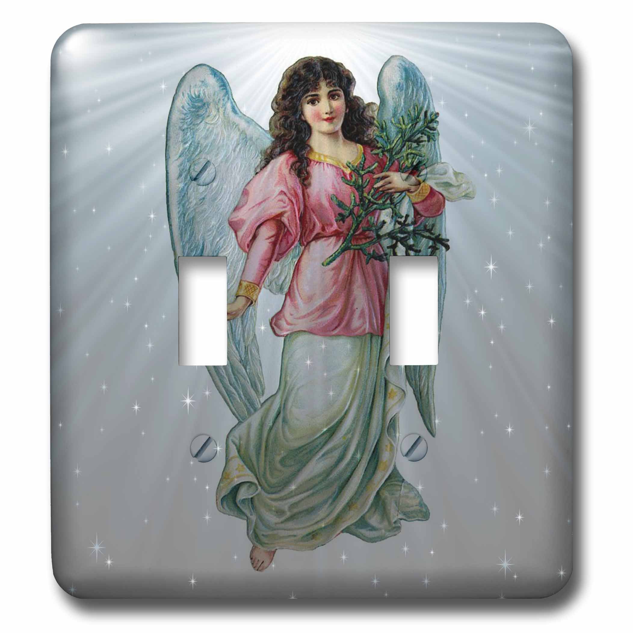 3D Rose Cartoon Angel Light Switch Cover - Blue Sunburst with Stars Design for Home Decor | Perfect for Kids' Rooms, Bedrooms & Living Spaces