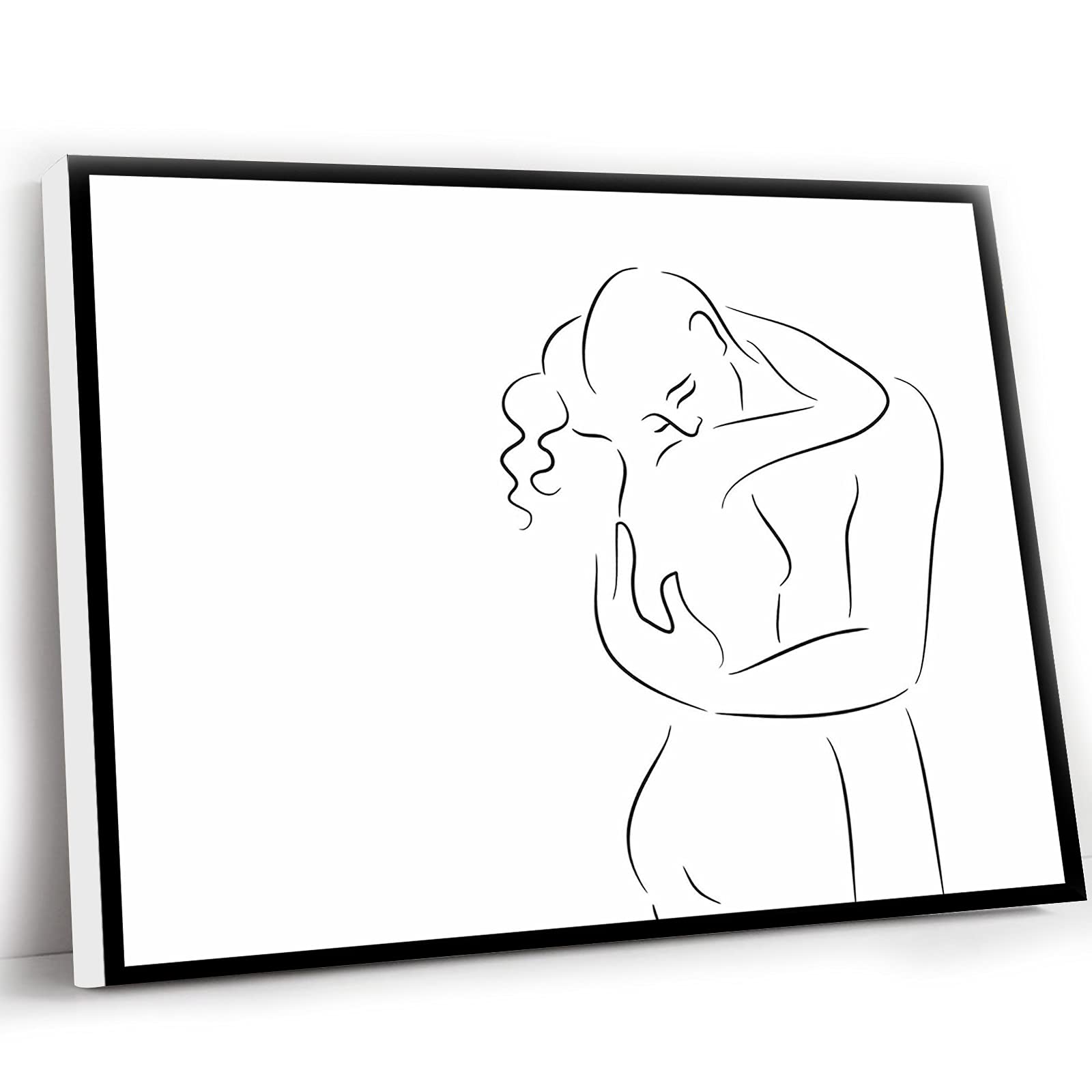 Romantic Line Art Print - Erotic Wall Decor for Adults, 12x16 Inch Framed Drawing Reproduction on Paper | Perfect for Bedroom, Bathroom & Living Room Art | Sensual Home Decor for Couples & Modern Spaces