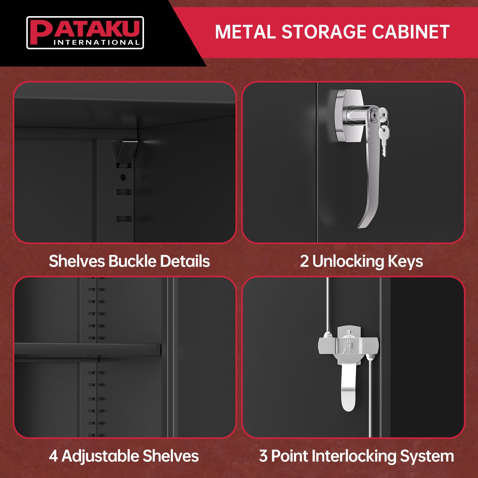 5-Tier Metal Garage Storage Cabinet with Locking Doors & 4 Adjustable Shelves - Heavy Duty Steel Tool Organizer for Home, Office, Workshop & Warehouse | Perfect for Storing Tools, Equipment & DIY Supplies