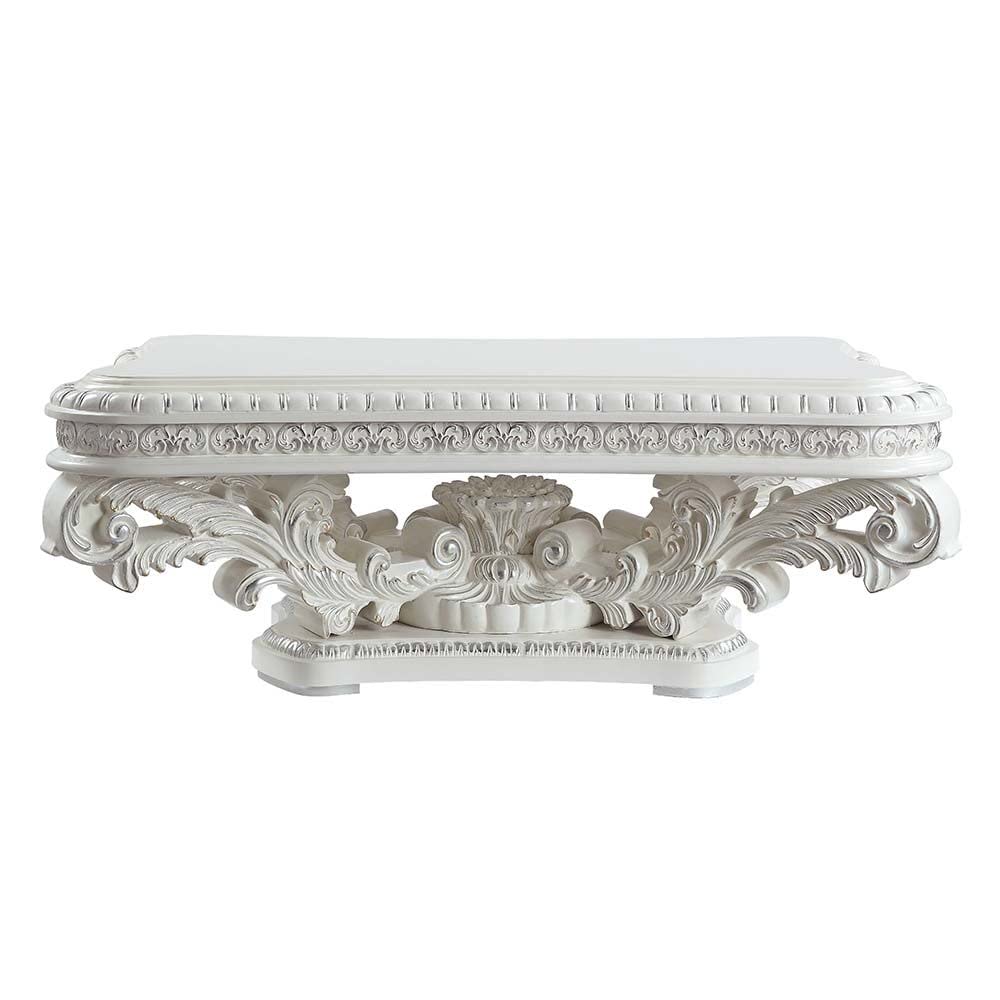 Acme Furniture Rectangular Wood Coffee Table - Antique White Finish Modern Living Room Centerpiece for Home Decor | Perfect for Living Spaces, Family Gatherings & Coffee Time